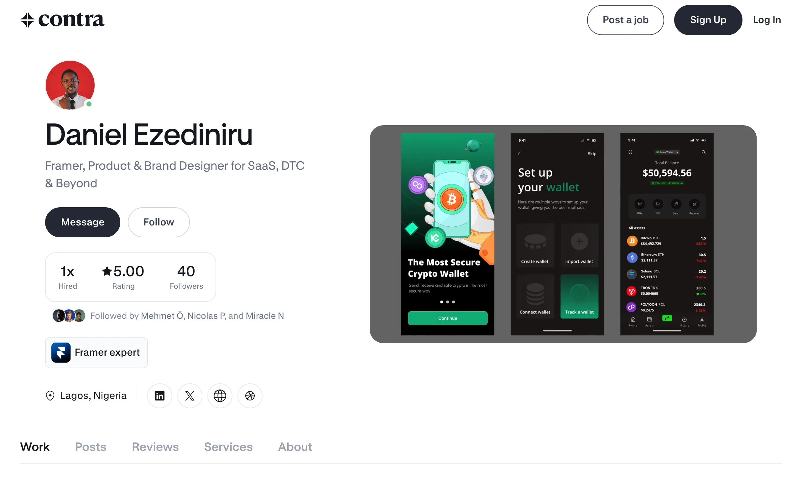 Screenshot of Daniel Ezediniru's Work | Contra