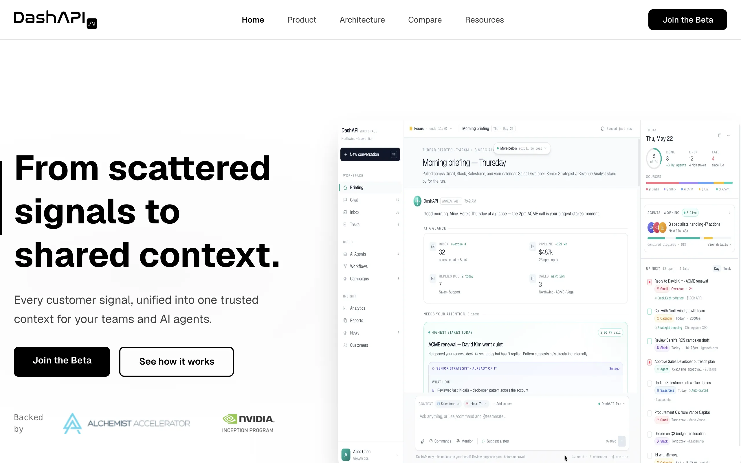 Screenshot of DashAPI | From Scattered Signals to Shared Context