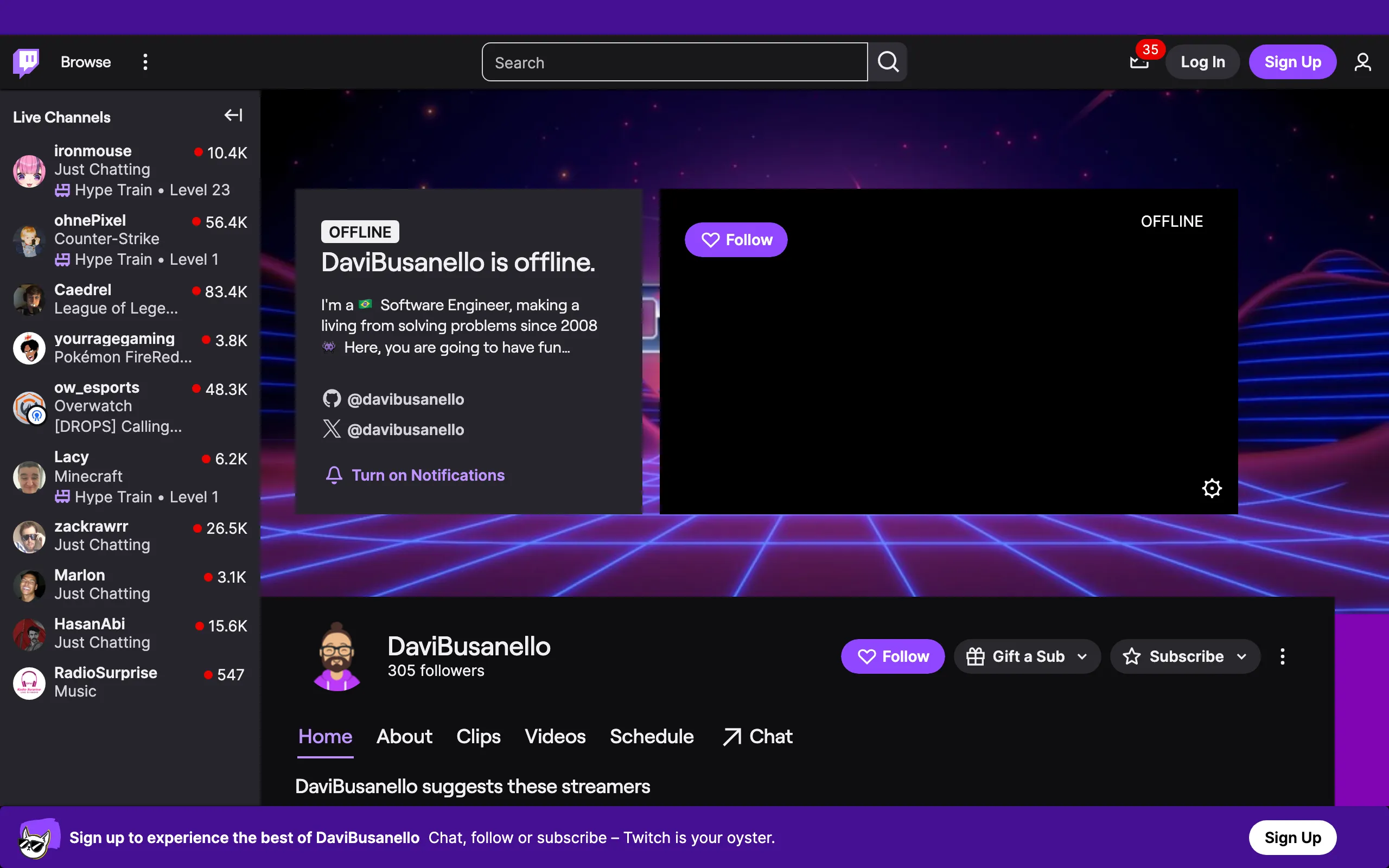 Screenshot of DaviBusanello - Twitch