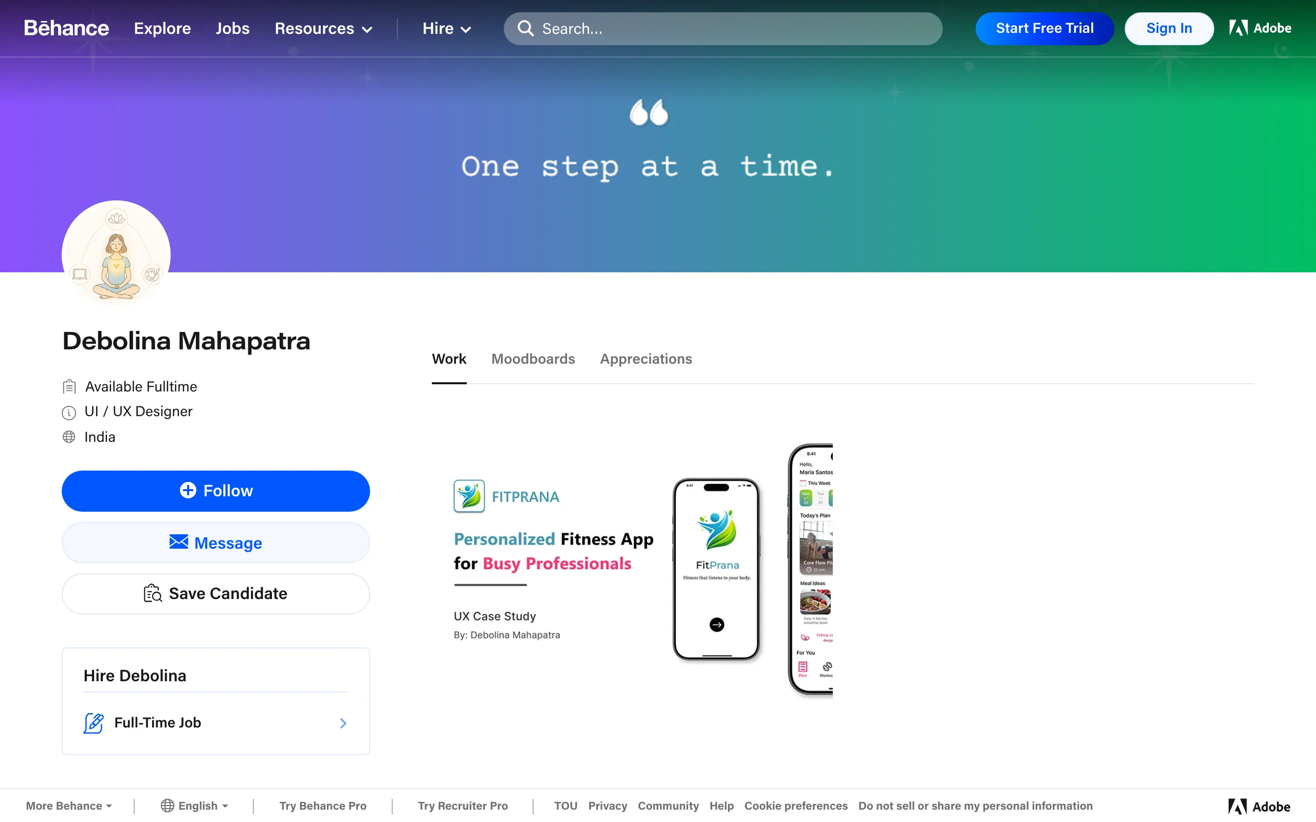 Screenshot of Debolina Mahapatra - UI / UX Designer in India :: Behance