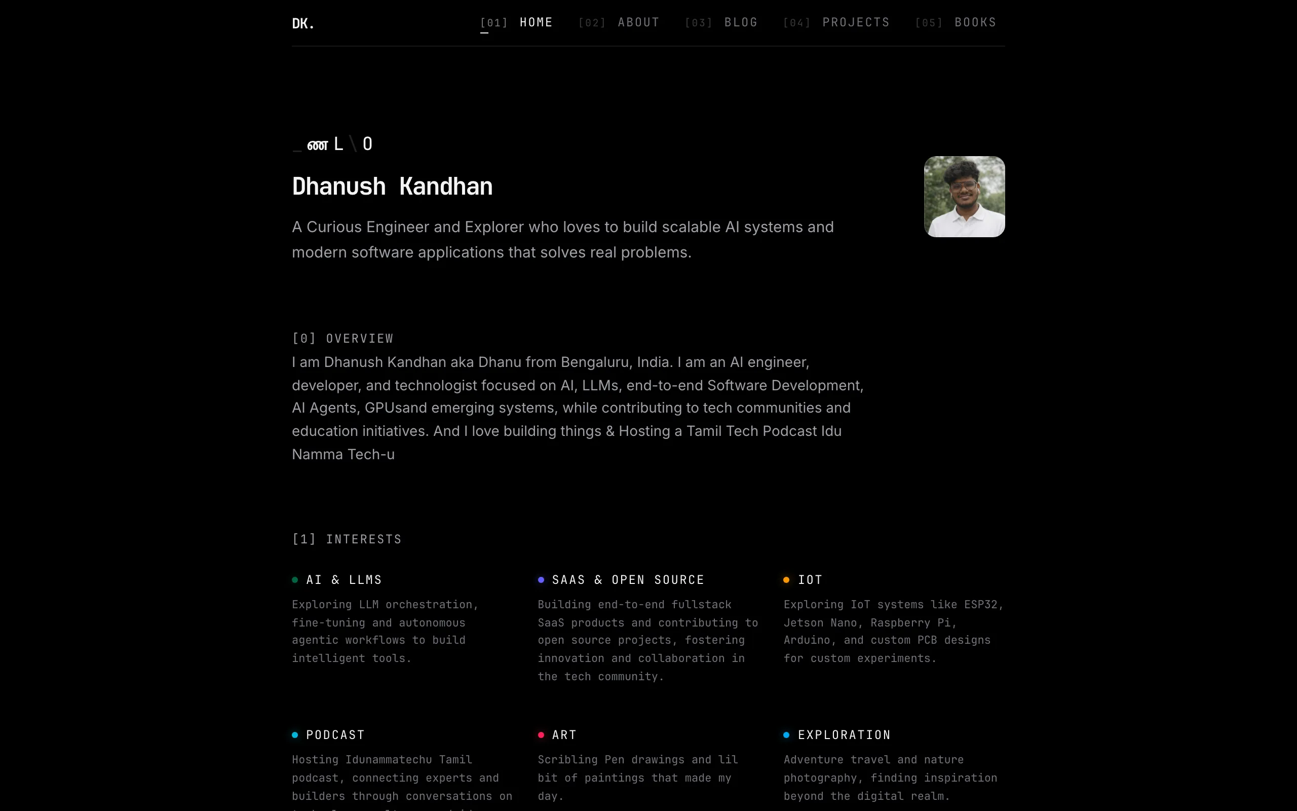 Screenshot of Dhanush Kandhan | Engineer &amp; Explorer