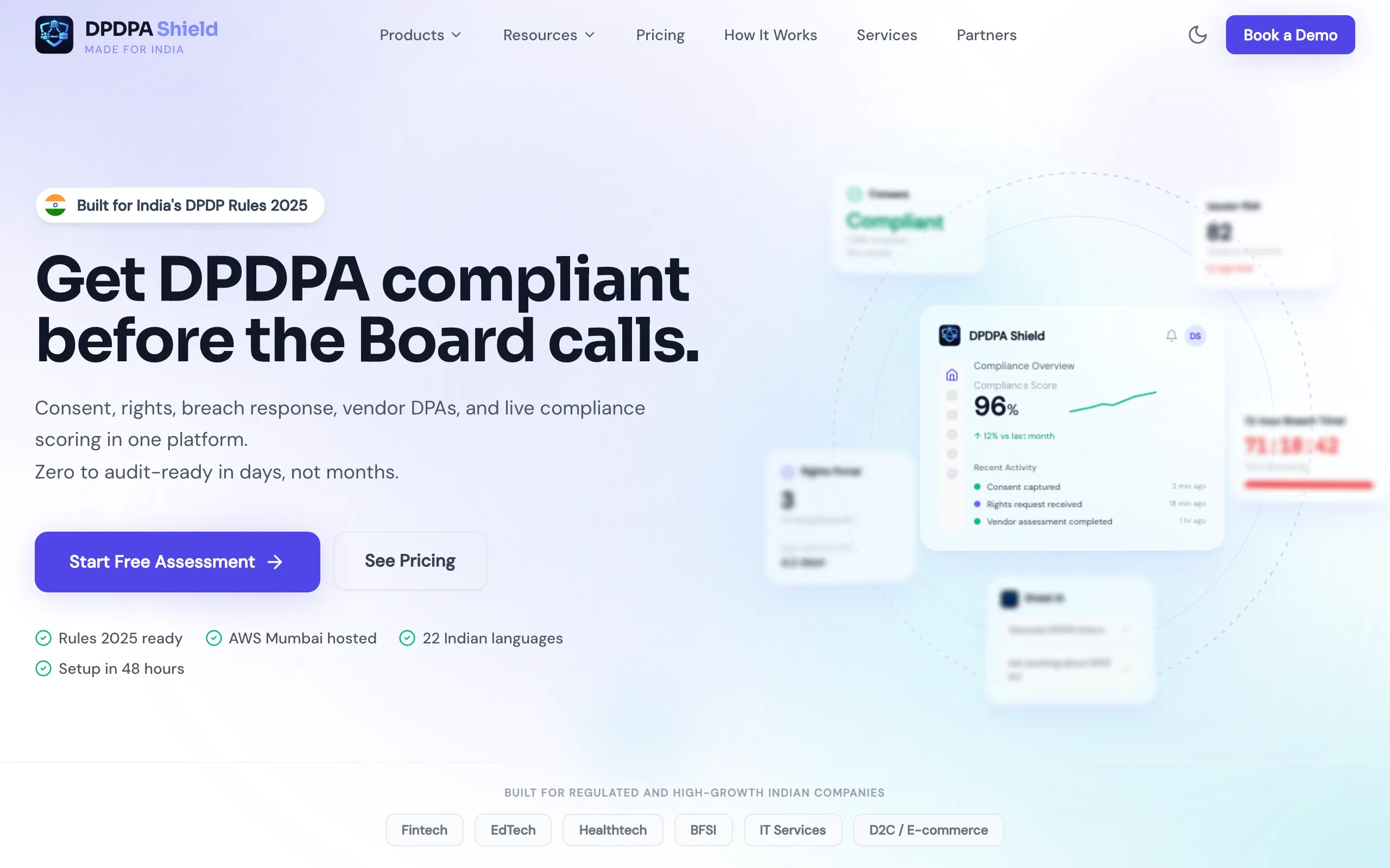 Screenshot of DPDPA Shield - DPDPA Compliance Software for Indian Startups