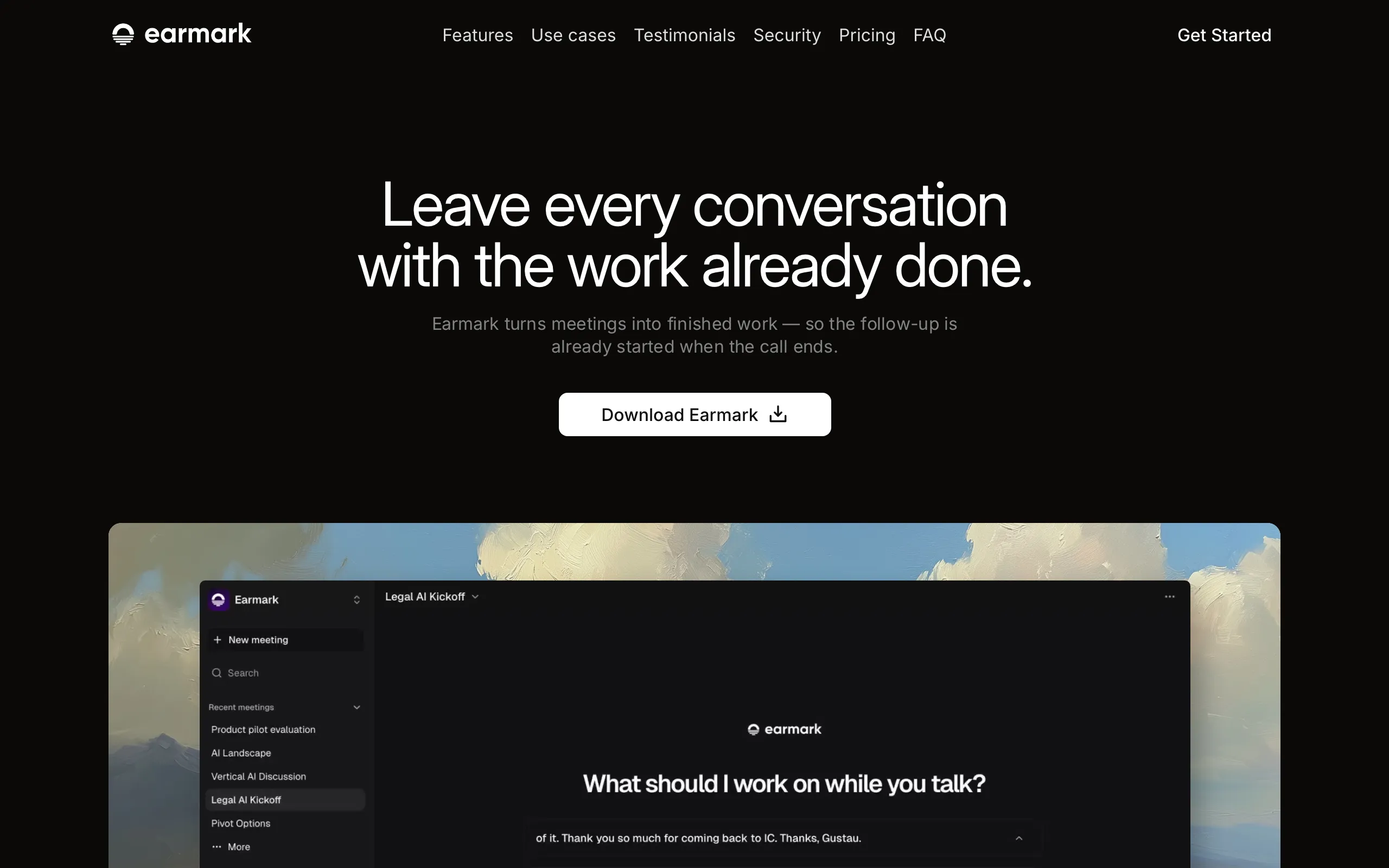 Screenshot of Earmark — AI Meeting Assistant That Turns Meetings into PRDs &amp; Tickets
