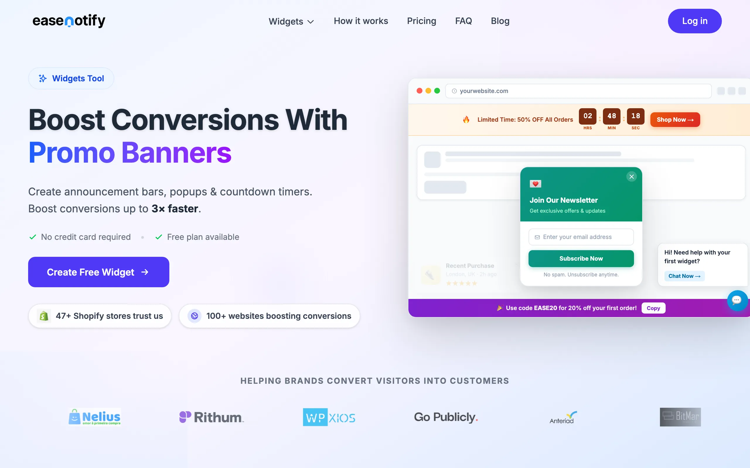 Screenshot of EaseNotify – Free Announcement Bar &amp; Widget Builder