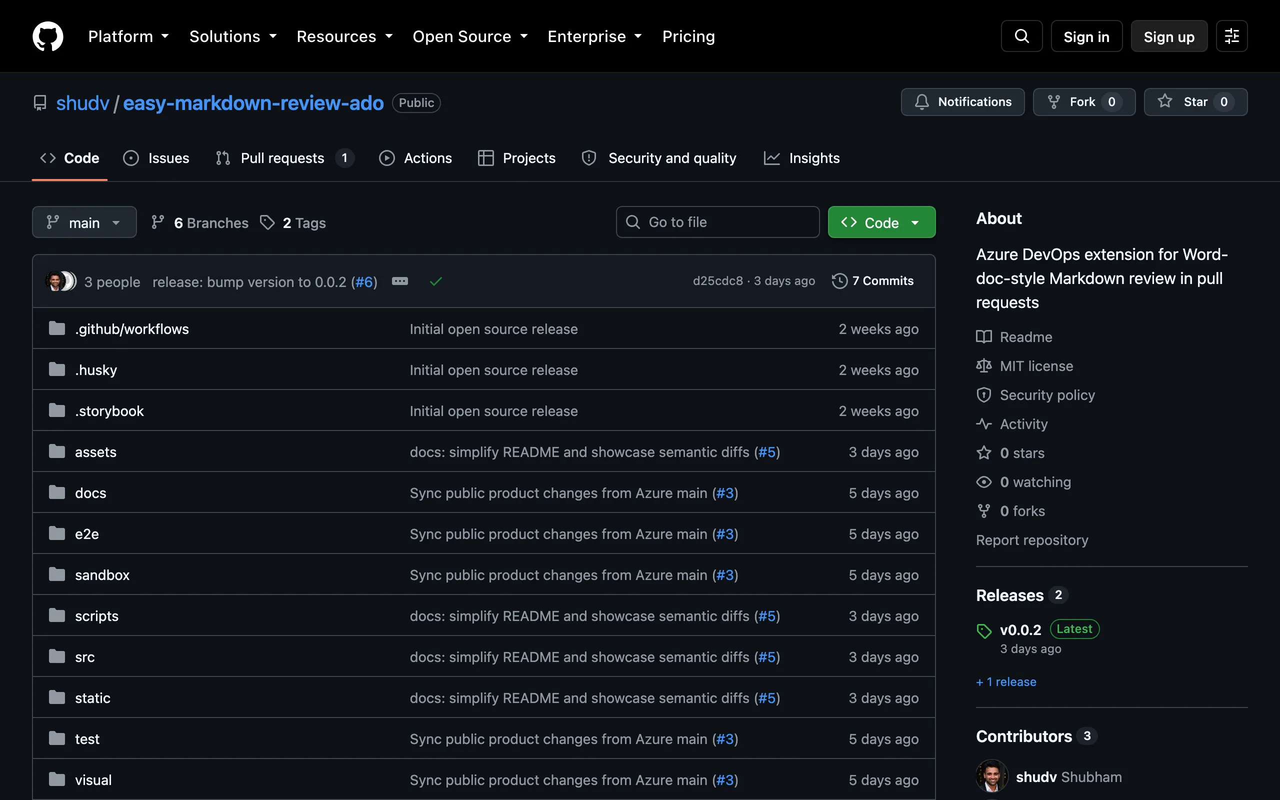 Screenshot of easy-markdown-review-ado