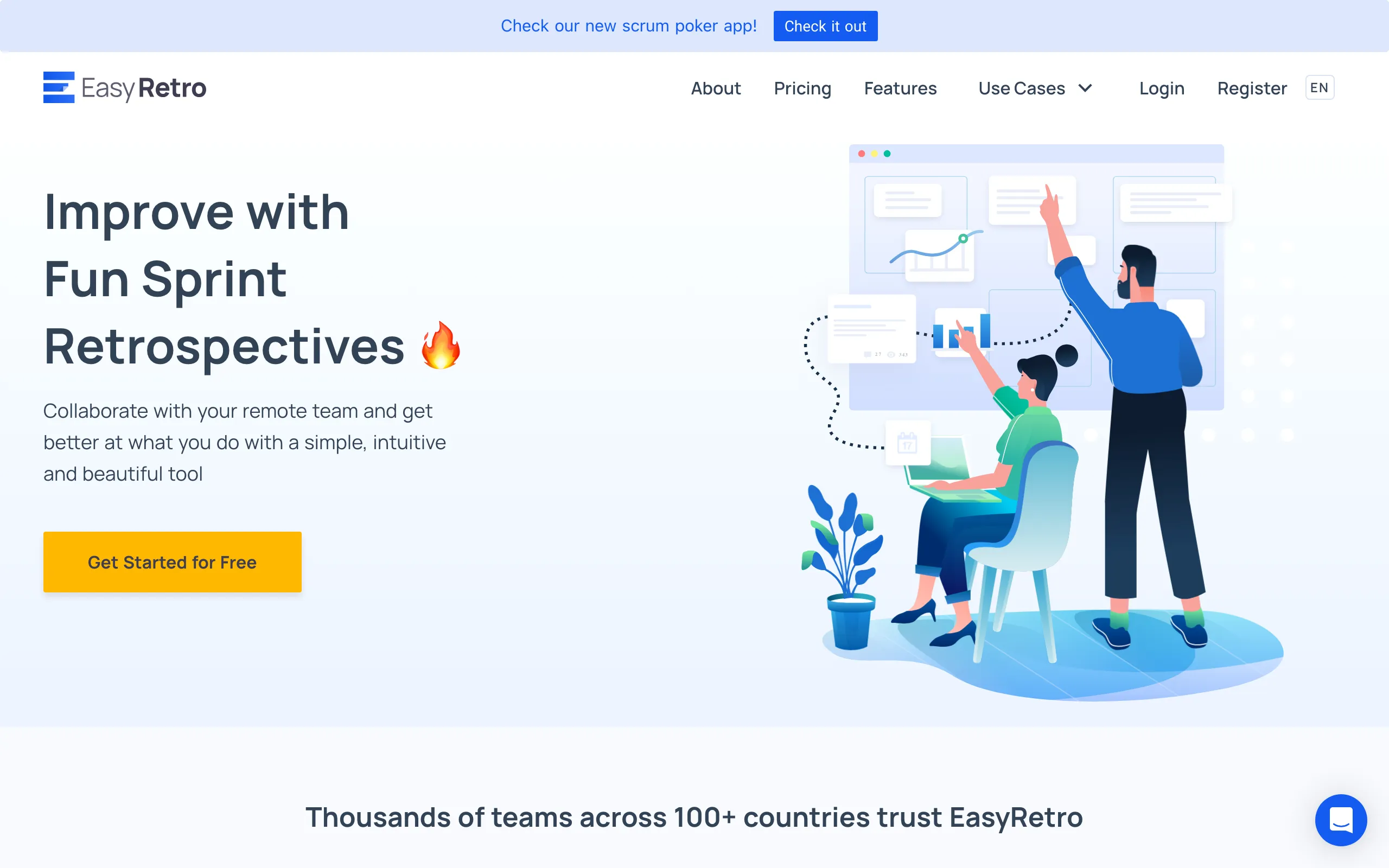 Screenshot of EasyRetro | Improve your team with fun sprint retrospectives