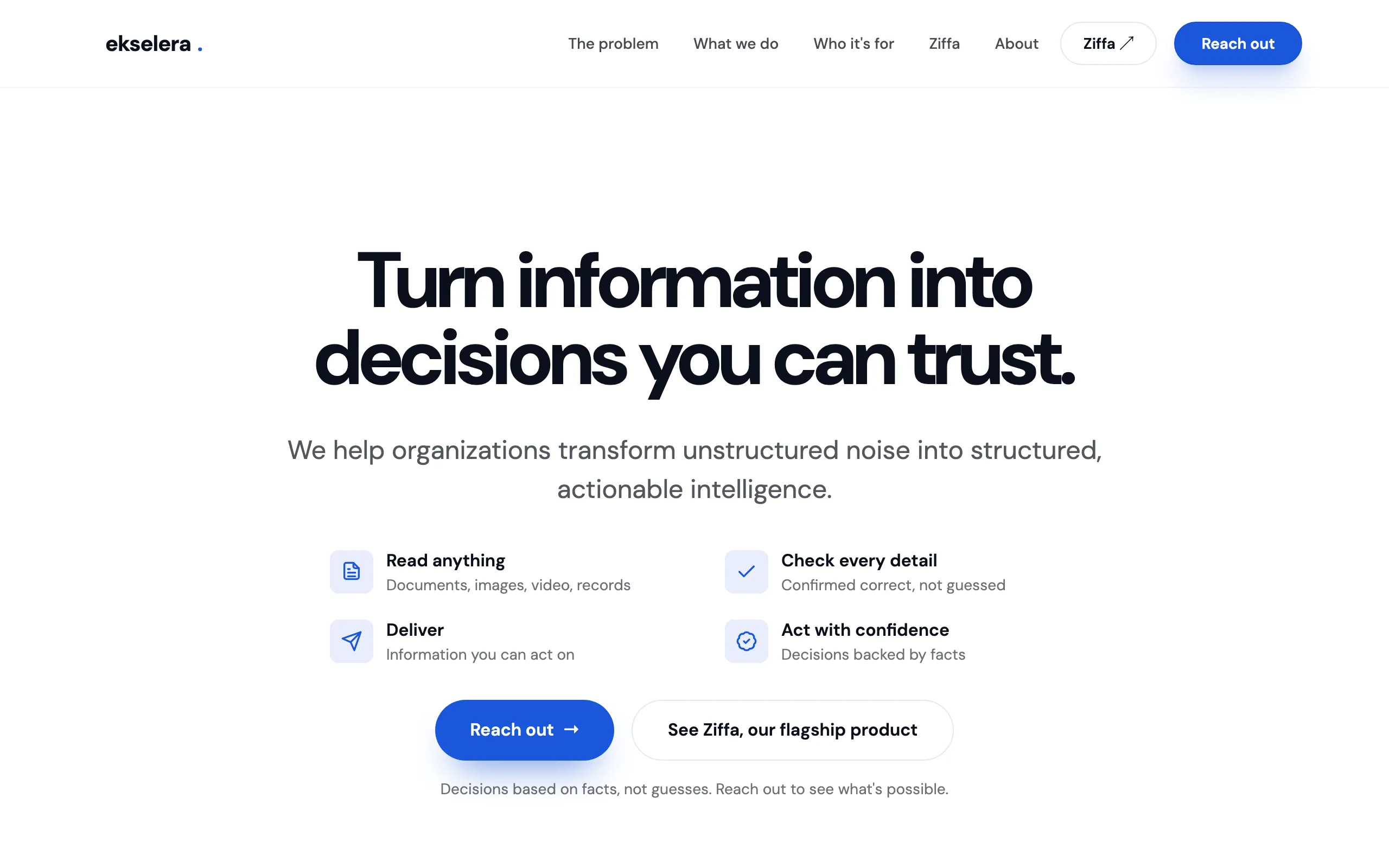 Screenshot of Ekselera — Turn Unstructured Data Into Decisions You Trust