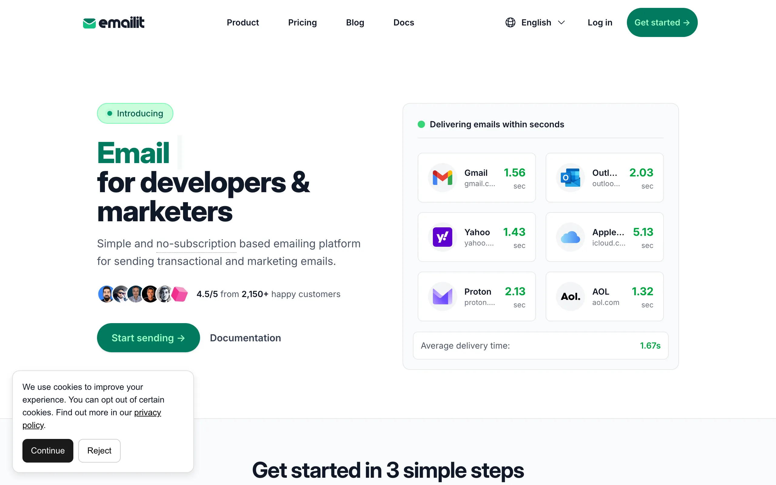 Screenshot of Emailit · Email platform for developers &amp; marketers