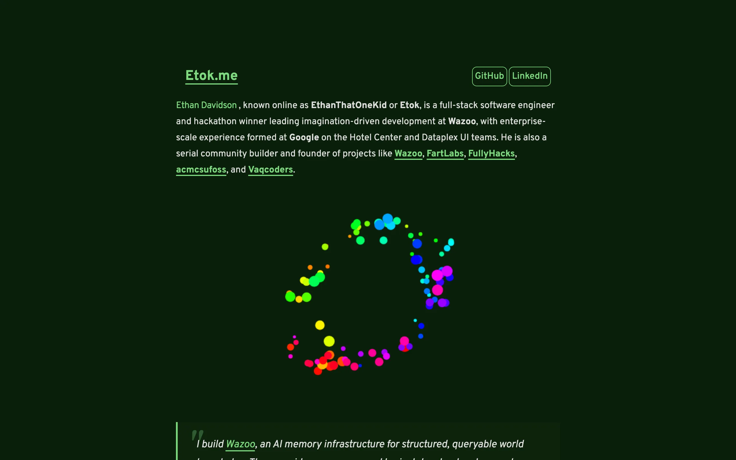 Screenshot of Ethan Davidson | Software Engineer & Community Builder