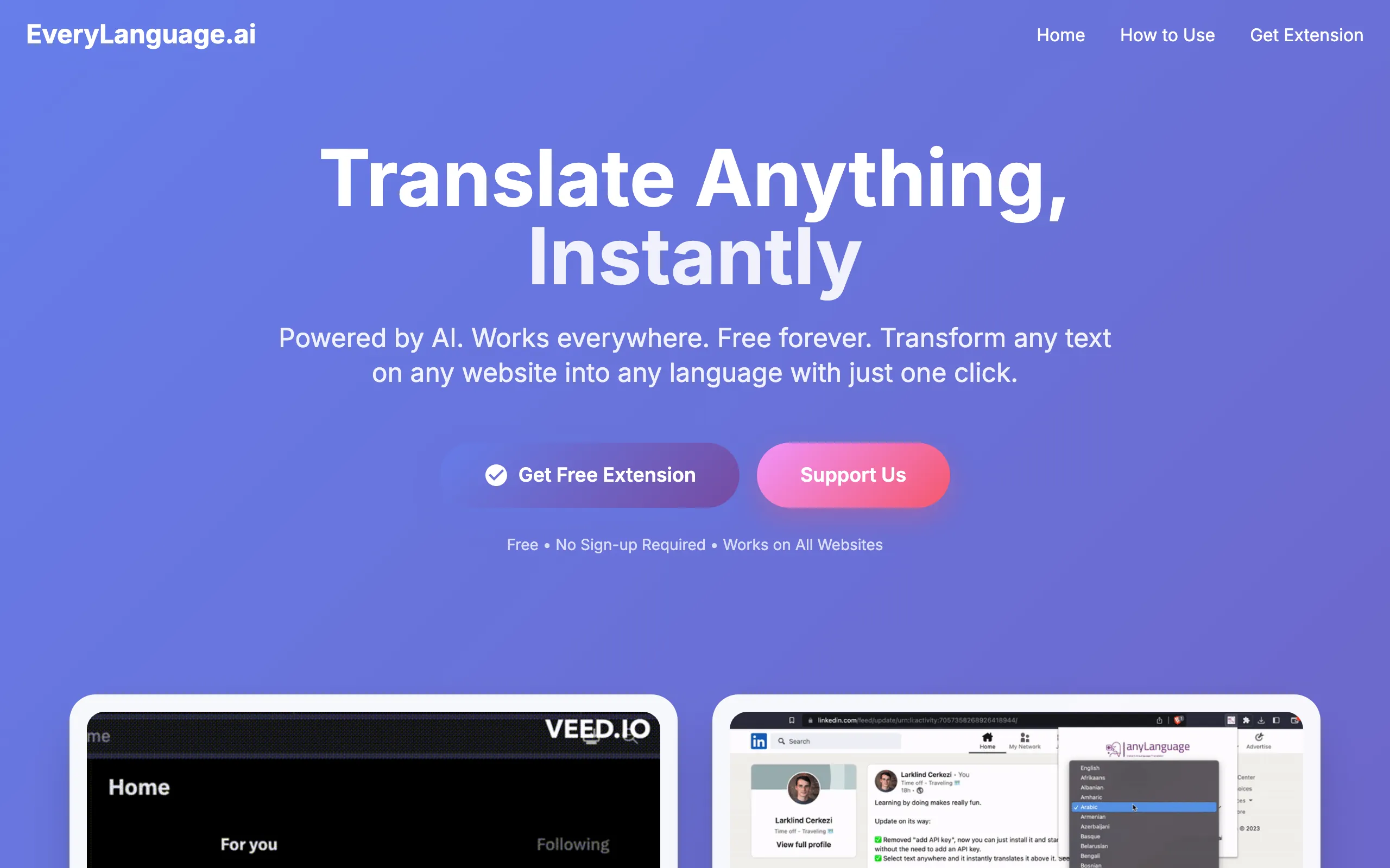 Screenshot of EveryLanguage.ai - Instant AI Language Translator Extension