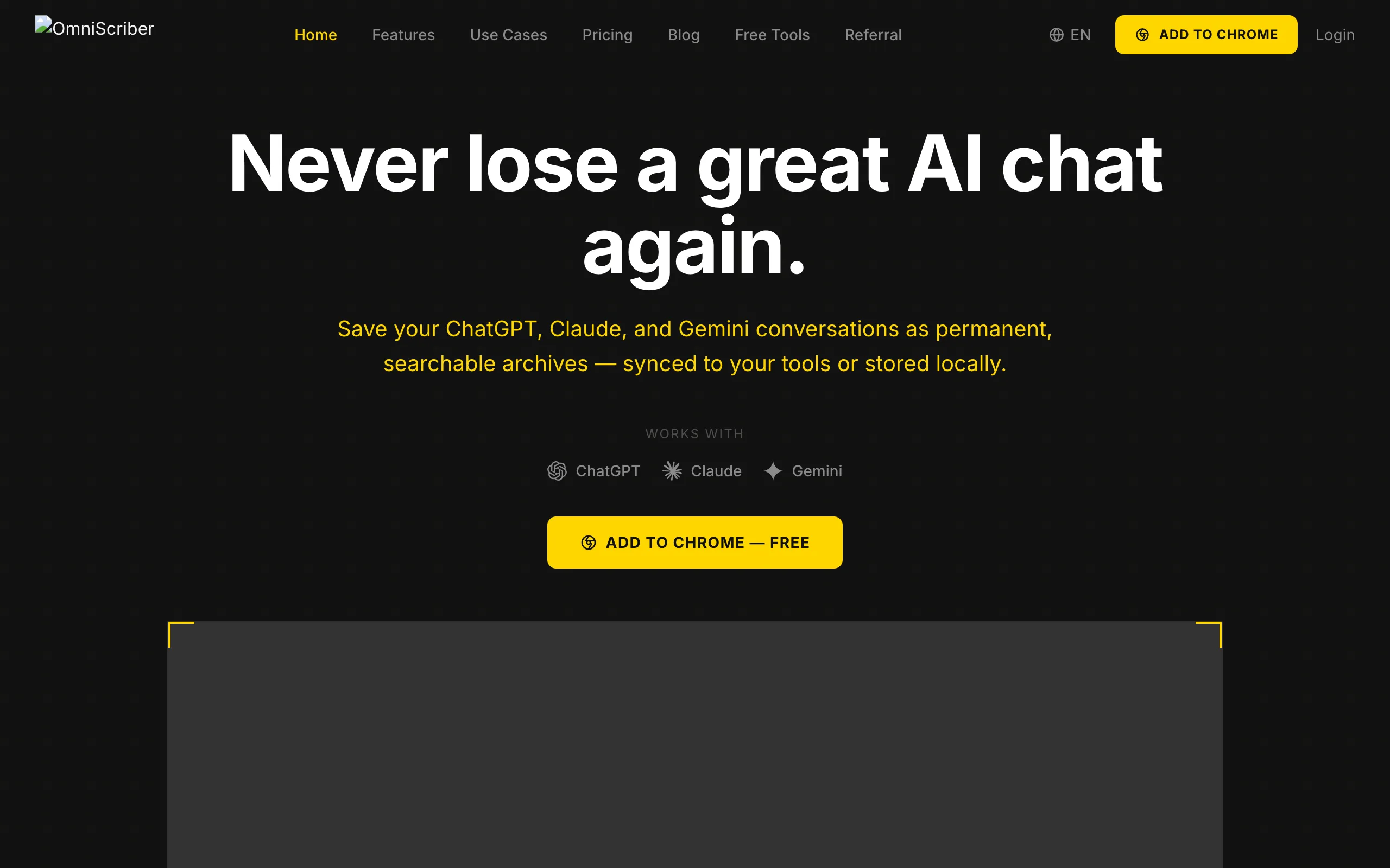 Screenshot of Export AI Chats to PDF, Markdown and Notion | OmniScriber
