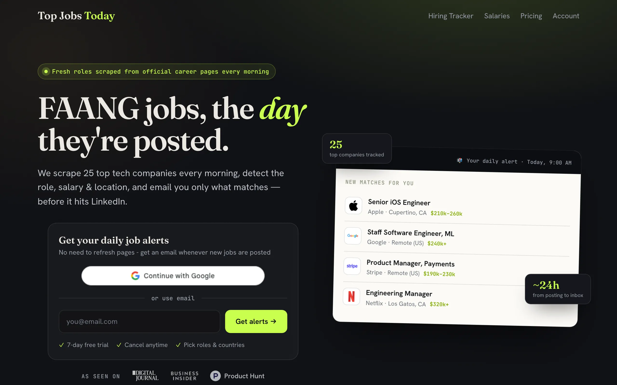 Screenshot of FAANG Jobs &amp; Careers — New Openings Daily from 25 Top Companies