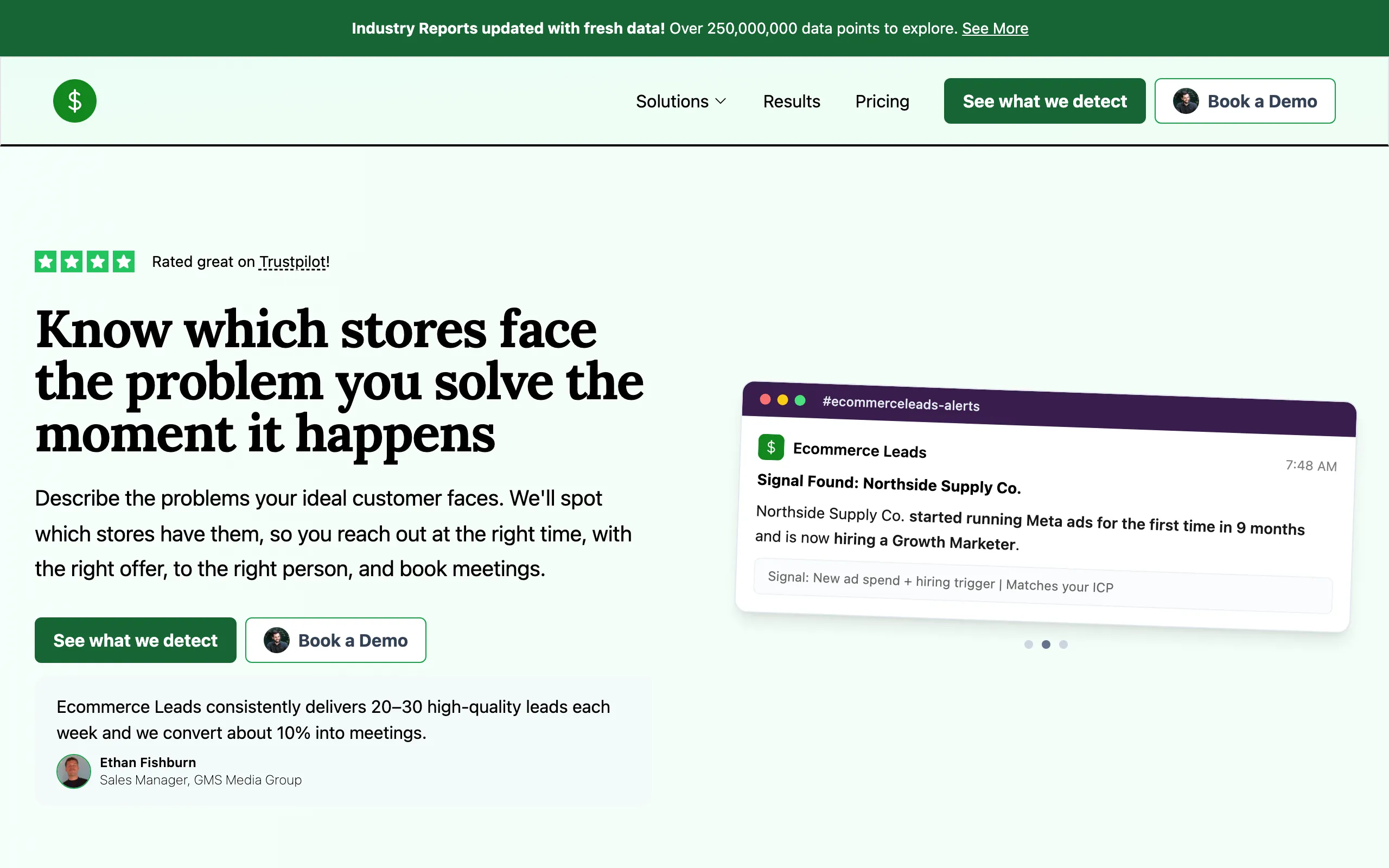 Screenshot of Find Ecommerce Leads: Get Clients Hiring Agencies