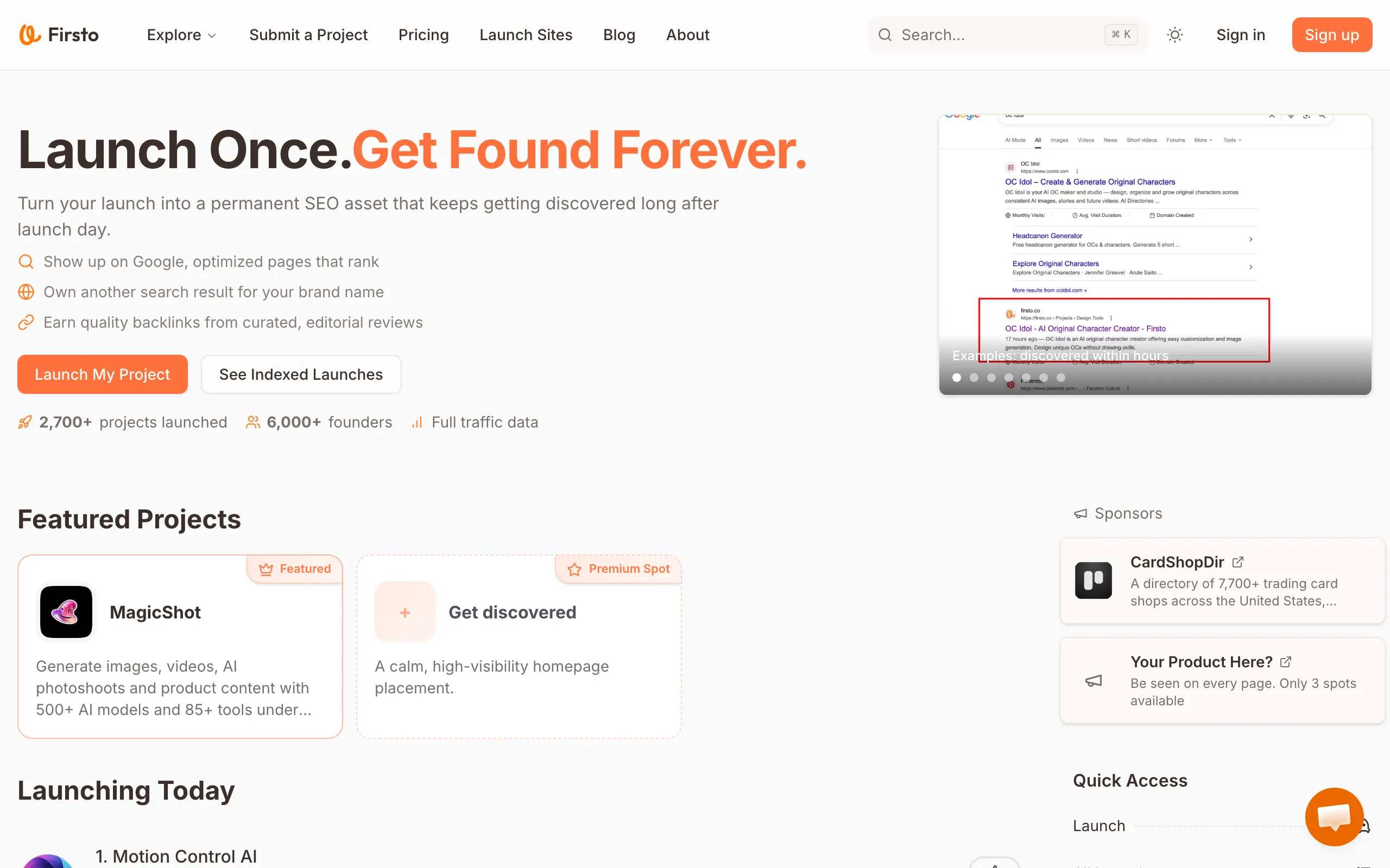 Screenshot of Firsto – Fair Product Launch Platform Where Every Launch Gets Seen
