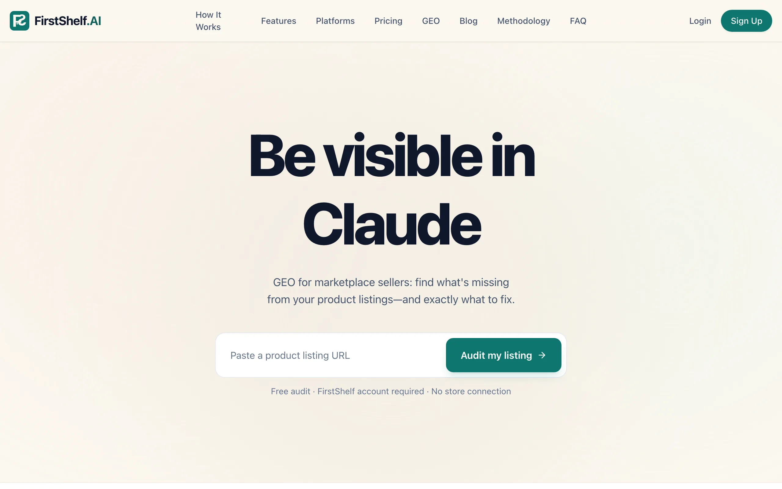 Screenshot of FirstShelf.AI | GEO for Marketplace Sellers