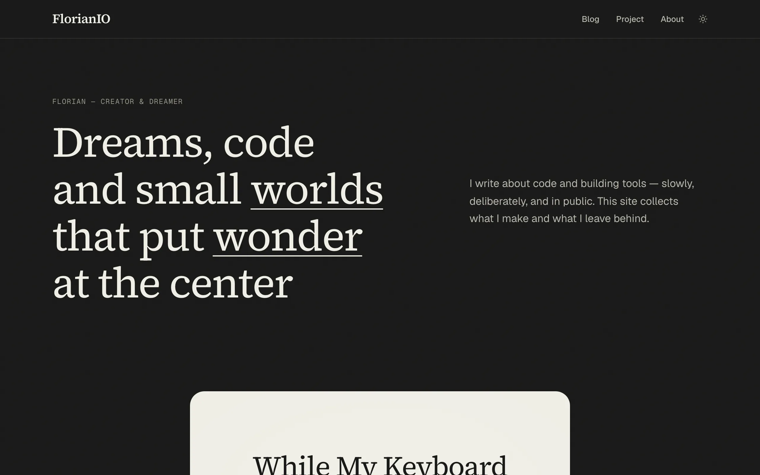 Screenshot of FlorianIO — Creator &amp; Developer