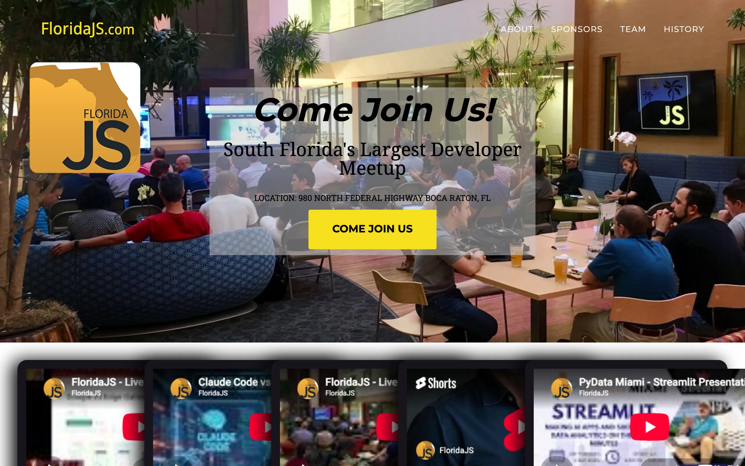 Screenshot of FloridaJS - Florida's Developer Community