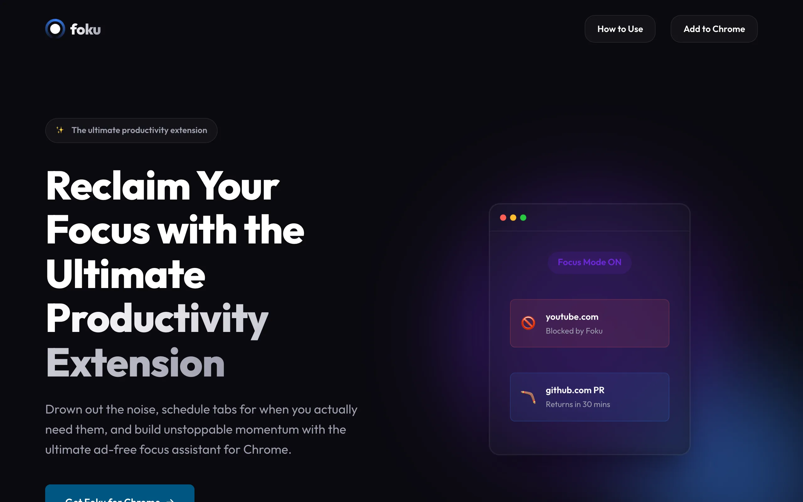 Screenshot of Foku | Best Chrome Productivity Extension & Focus Mode Distraction Blocker