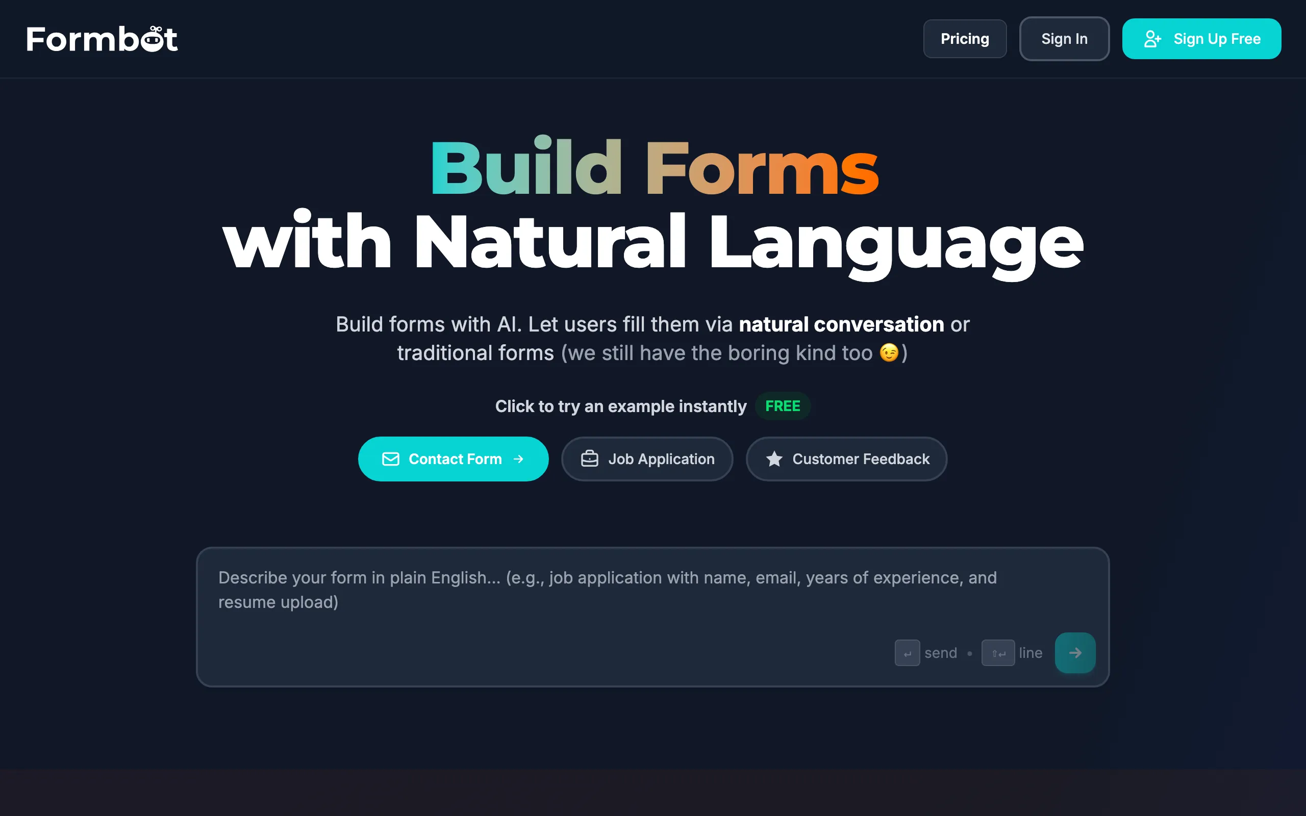 Screenshot of Formbot - AI-Powered Form Builder