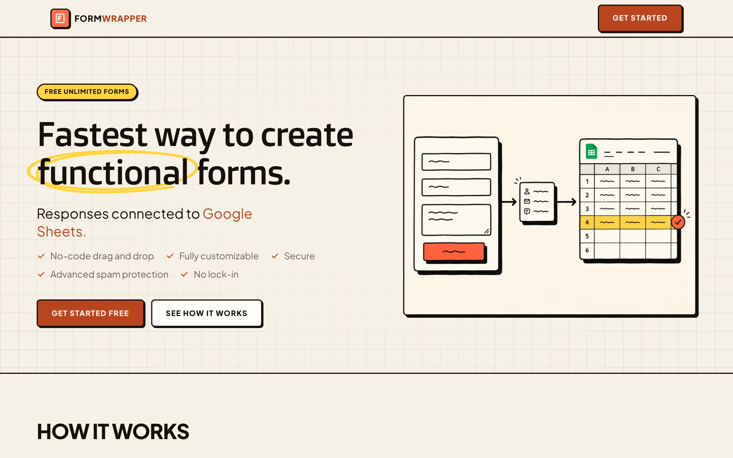 Screenshot of Formwrapper — Build beautiful forms. Data lives in your Google Sheet.
