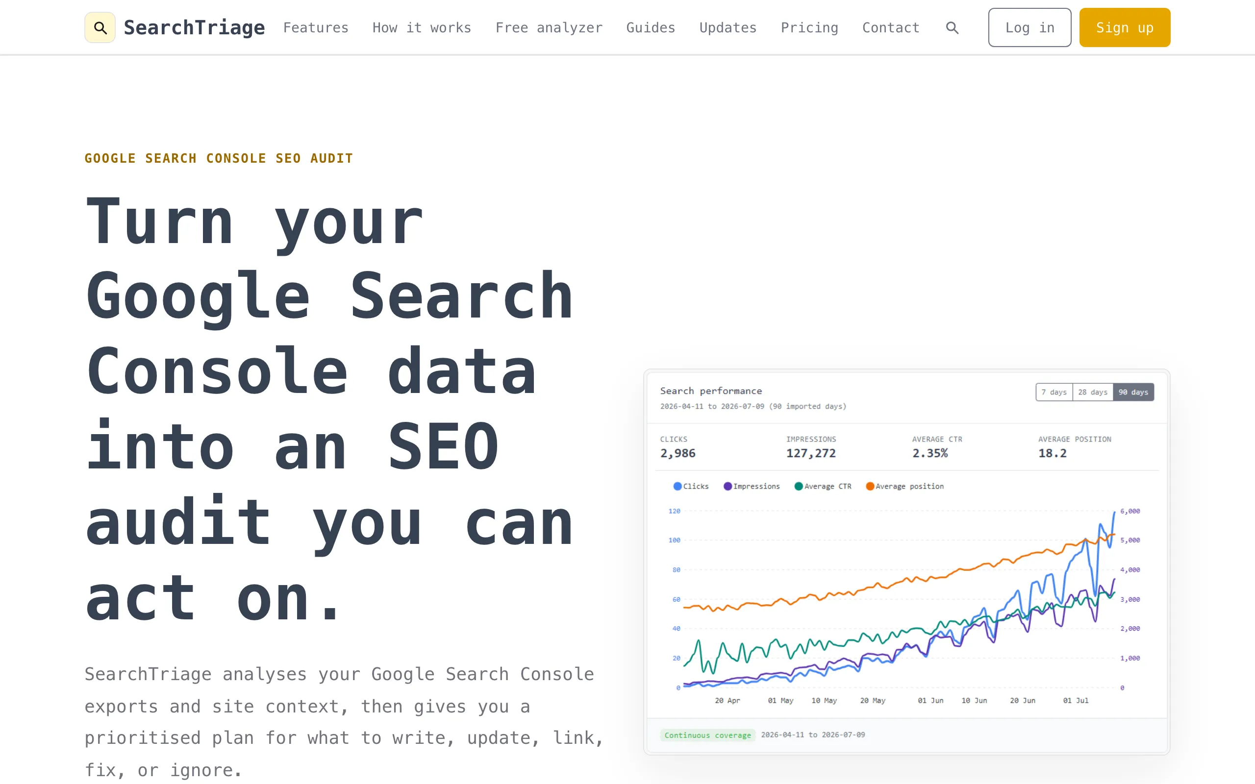 Screenshot of Google Search Console SEO Audit Tool | SearchTriage