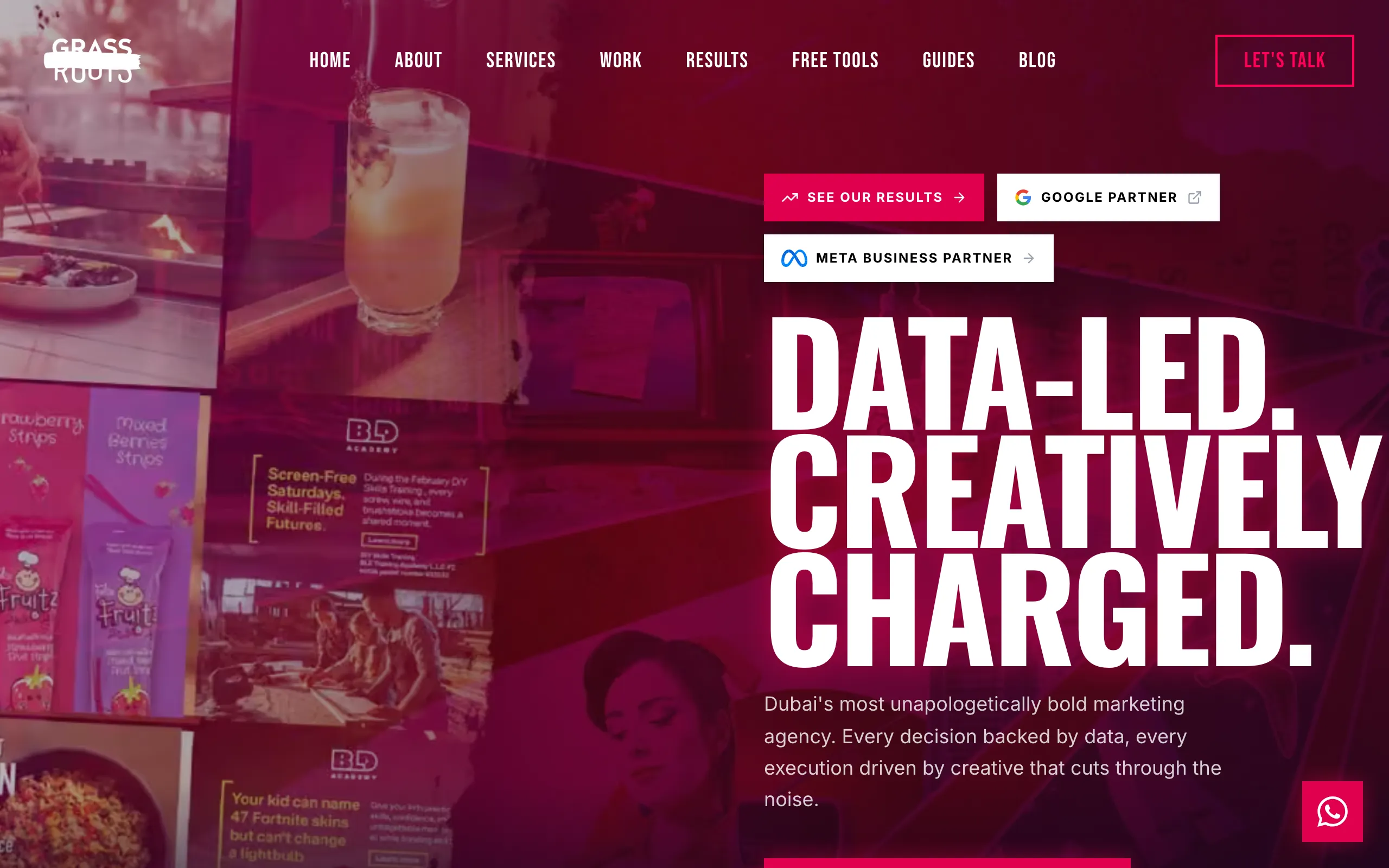 Screenshot of Grassroots Agency Dubai | Creative-Led Performance Marketing