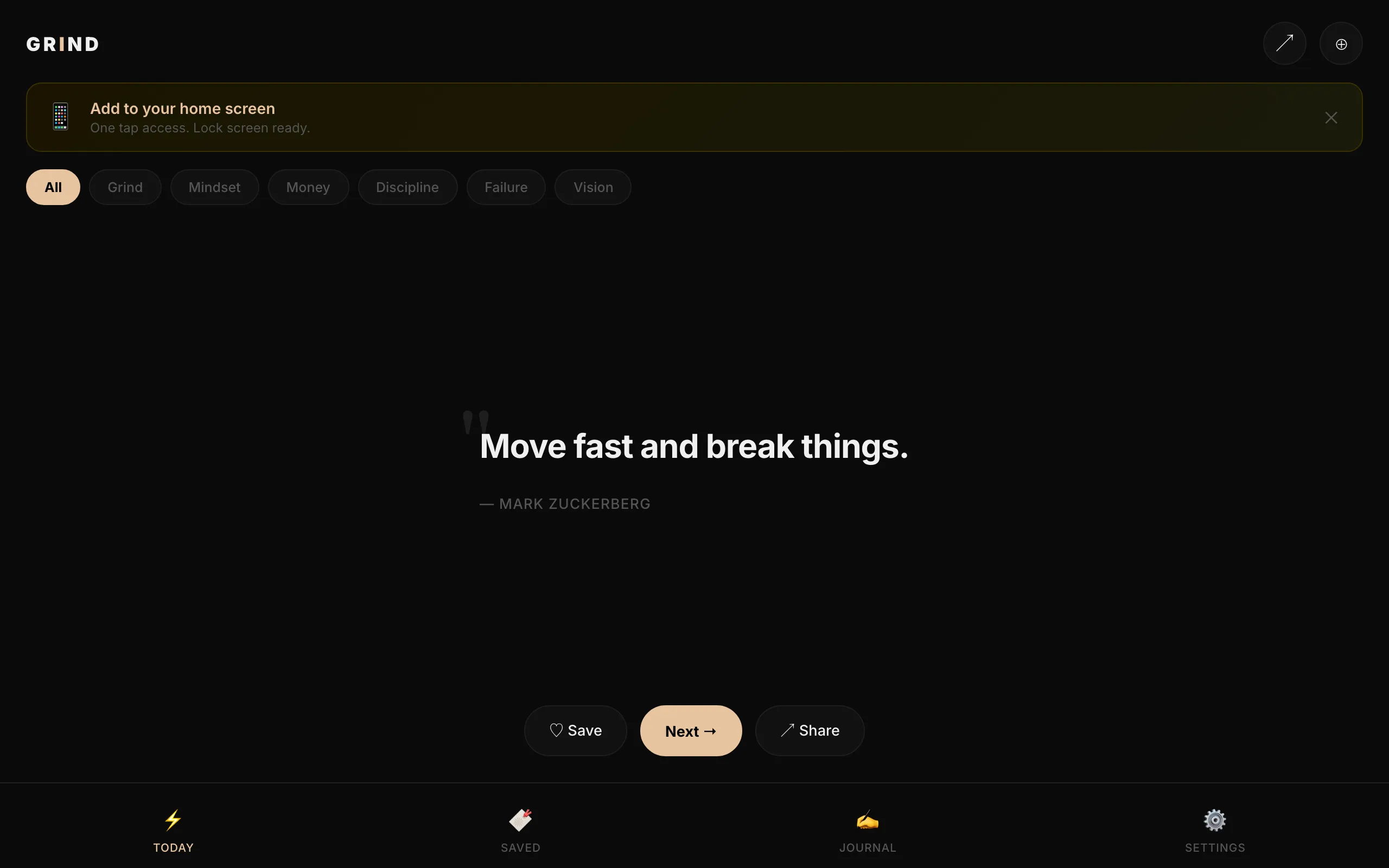 Screenshot of GRIND — Fuel Your Drive