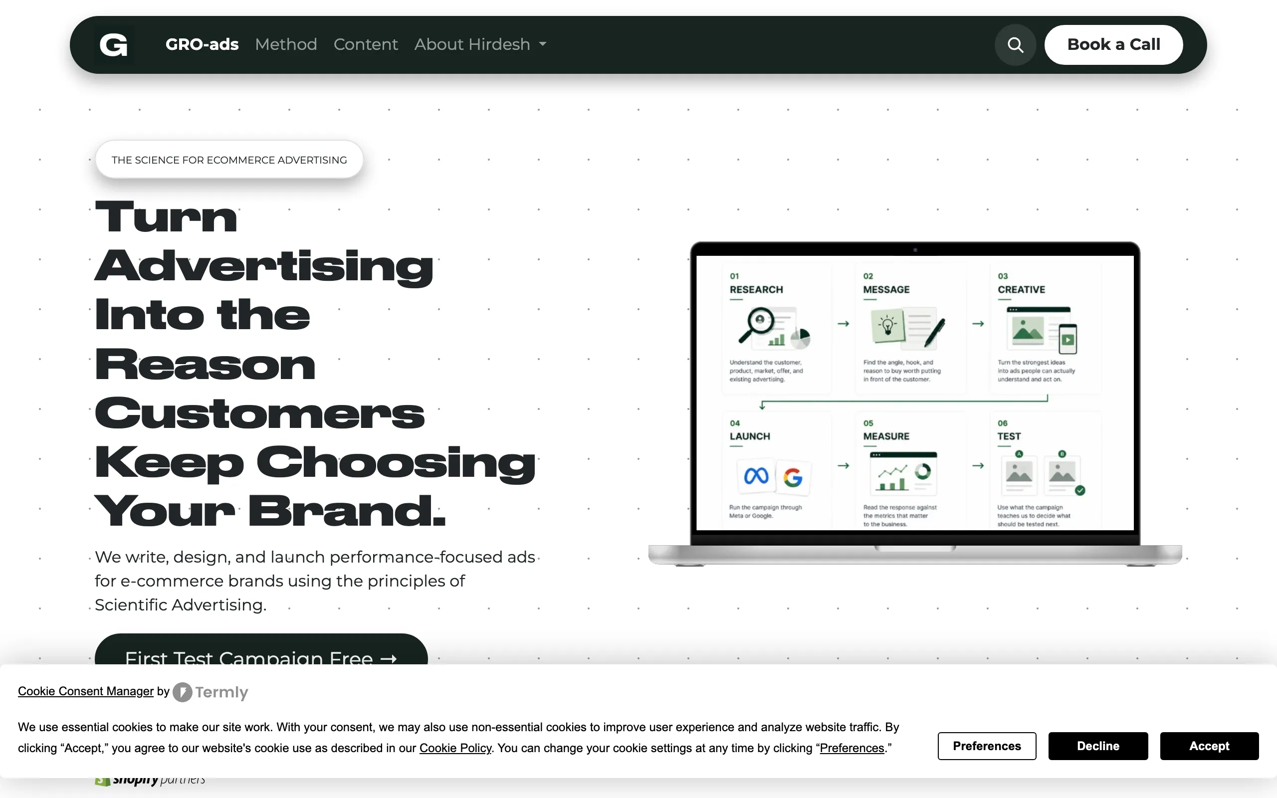 Screenshot of GRO-ads | Scientific Advertising for E-commerce
