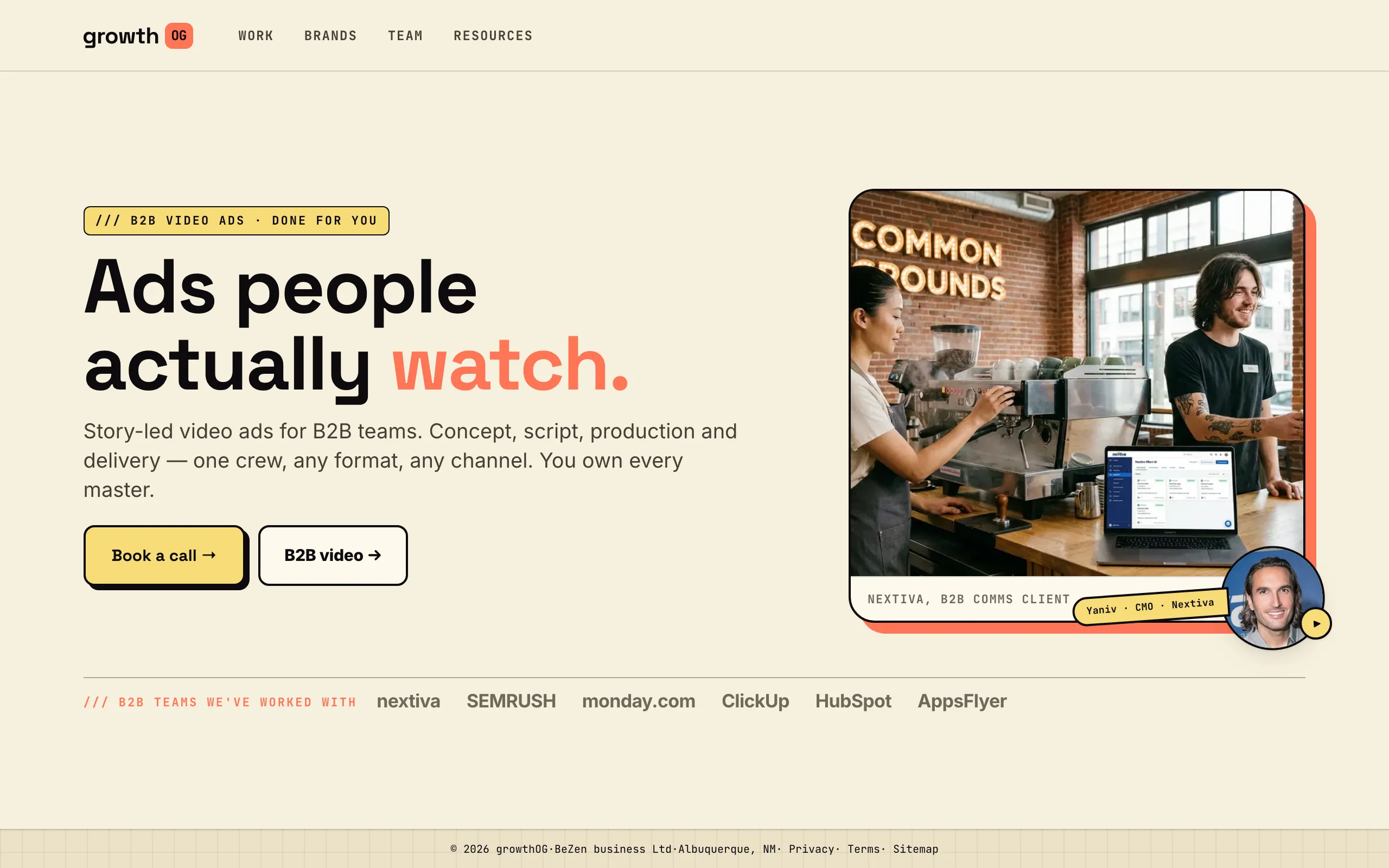 Screenshot of growthOG — Story-led B2B ads, done for you