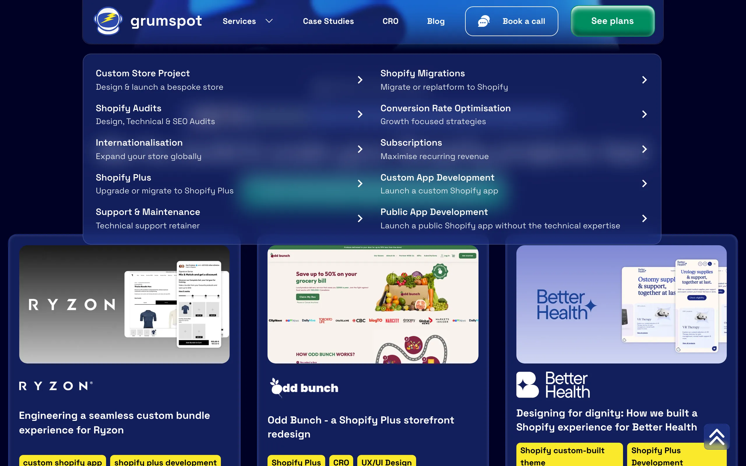 Screenshot of Grumspot: Shopify Agency | Shopify Optimization Services