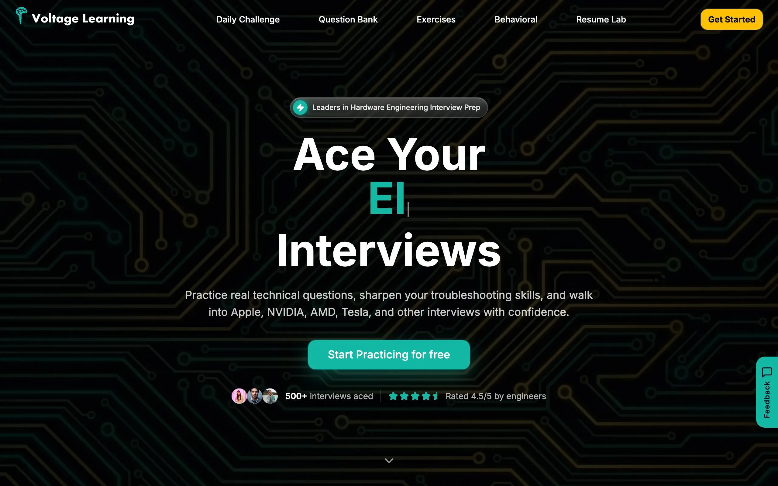 Screenshot of Hardware &amp; Electronics Engineering Interview Prep | Voltage Learning
