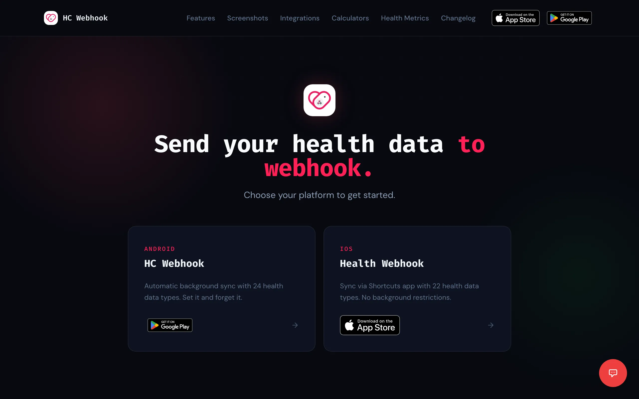 Screenshot of HC Webhook — Send health data to webhooks