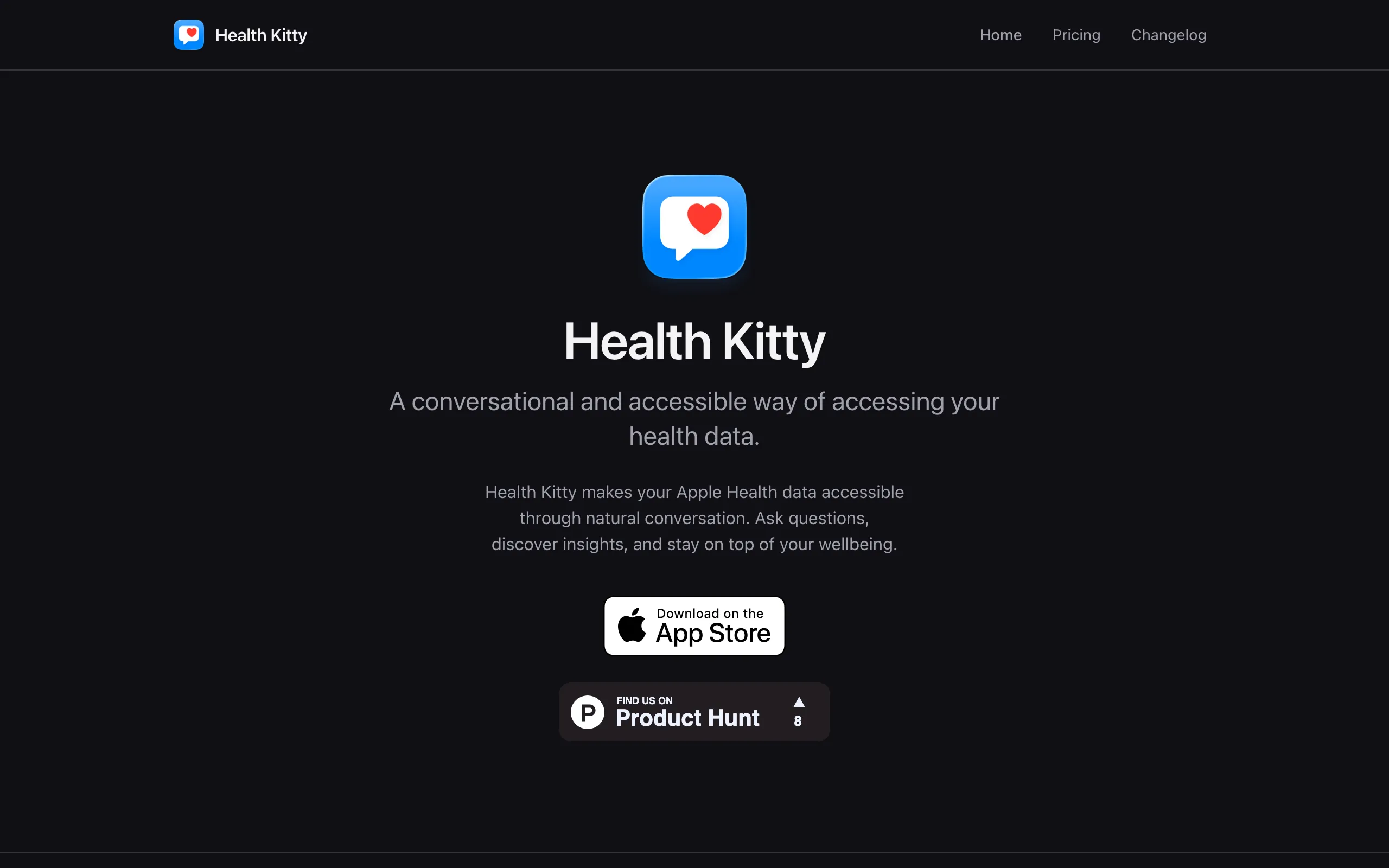 Screenshot of healthkitty