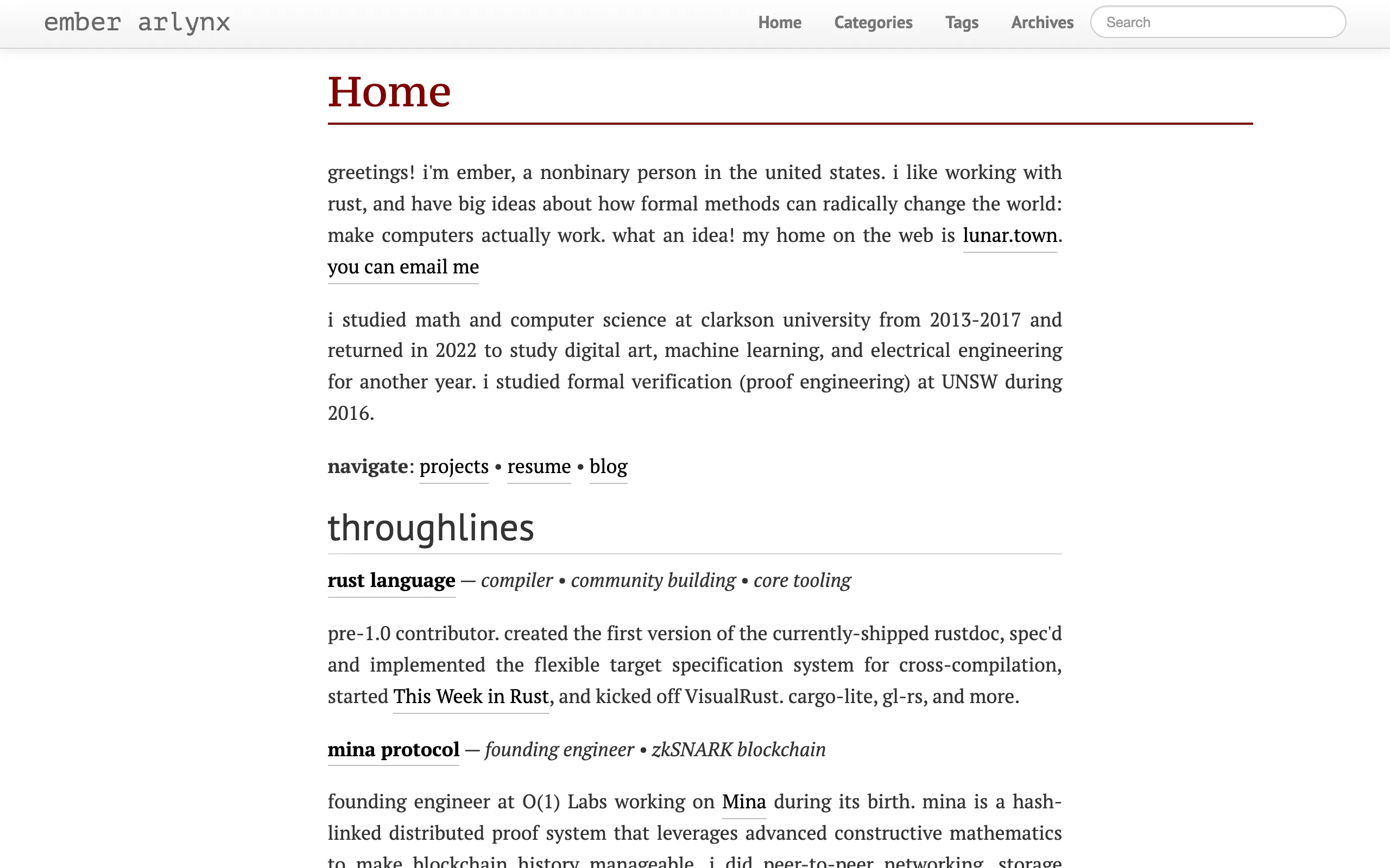 Screenshot of Home · ember arlynx