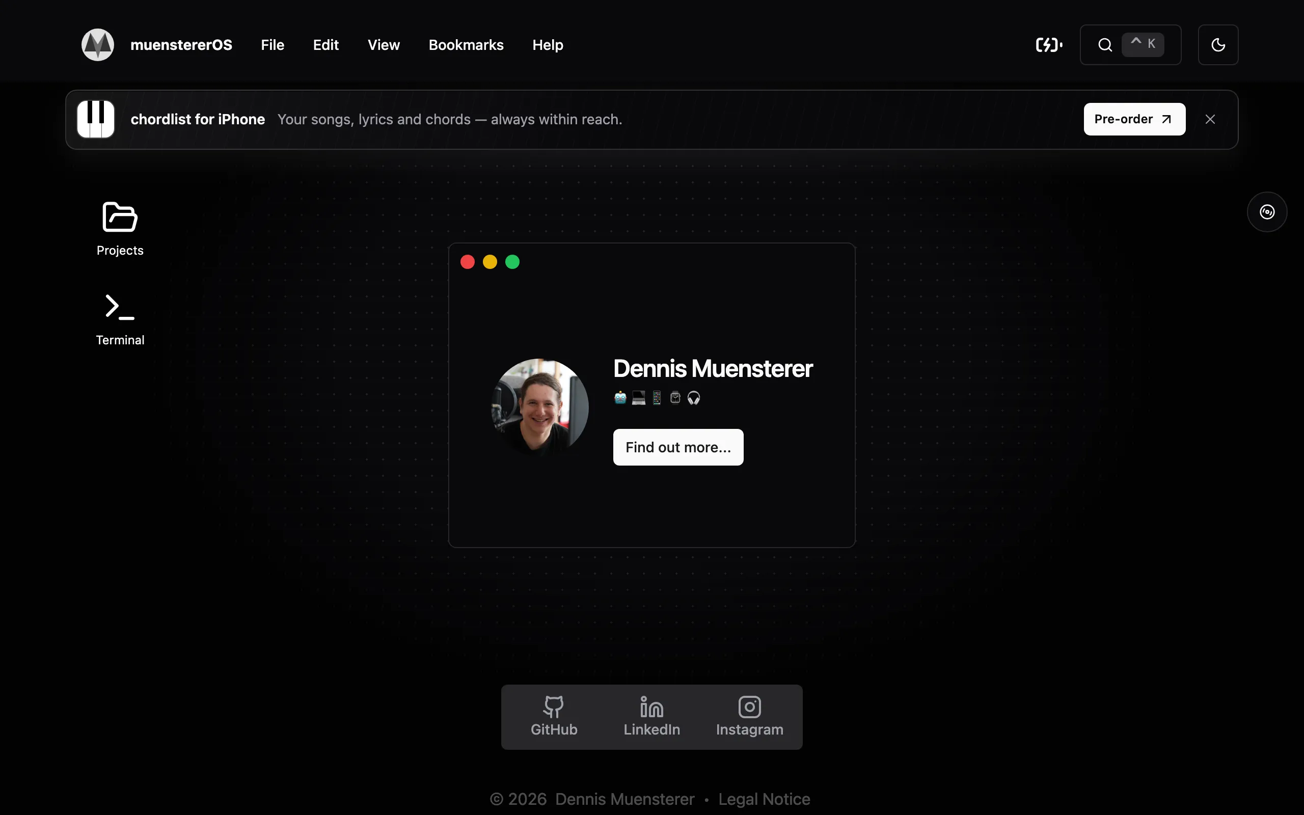 Screenshot of Home | muenstererOS