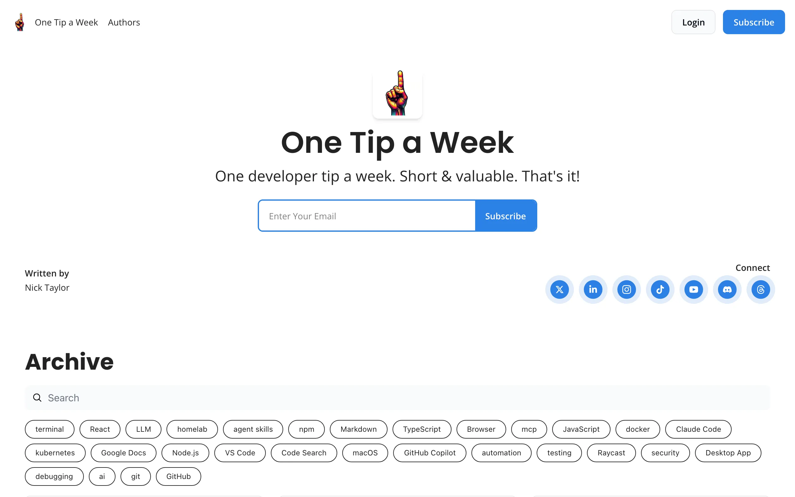 Screenshot of Home | One Tip a Week