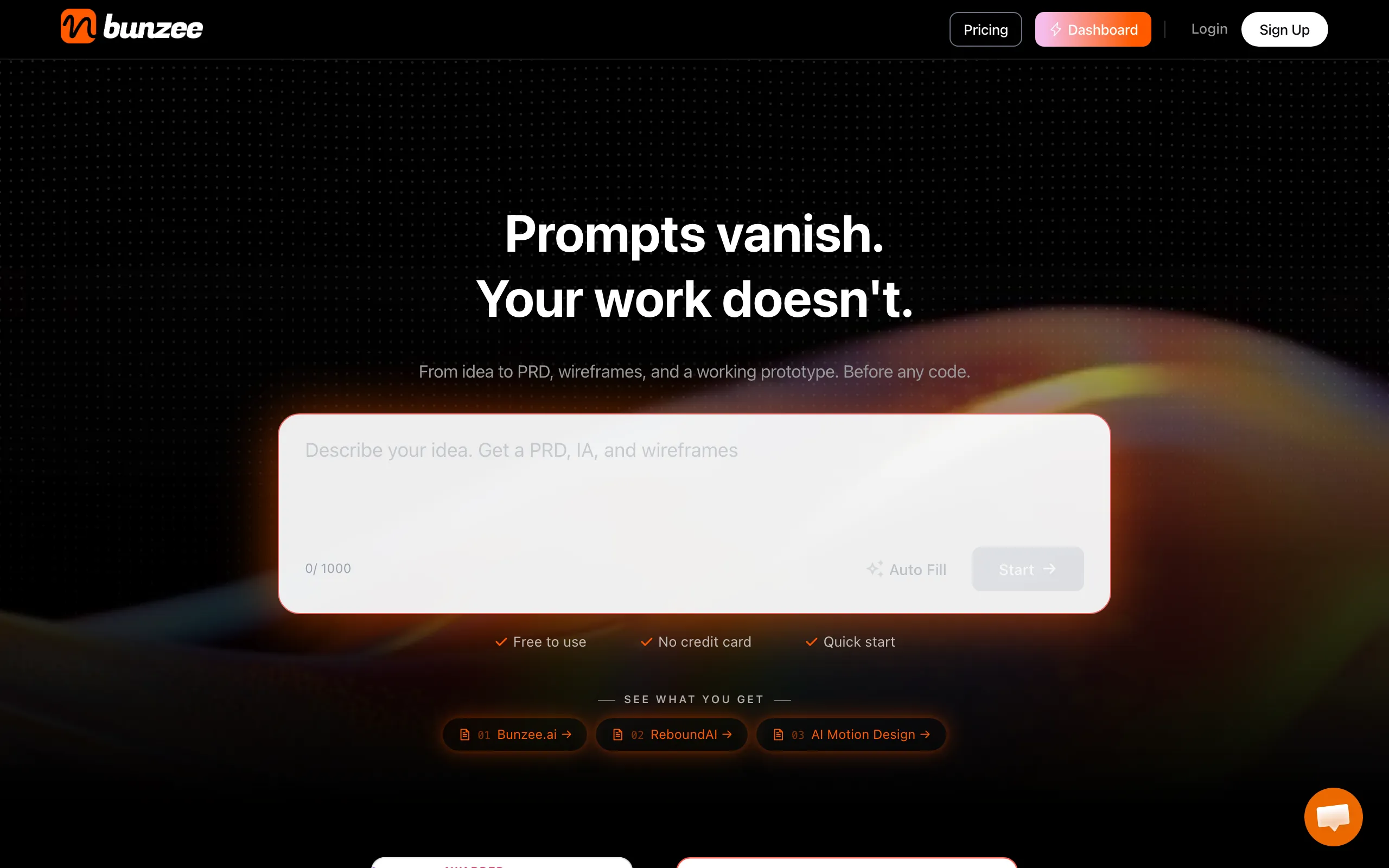 Screenshot of Idea to PRD, Wireframes &amp; Working Prototype | Bunzee