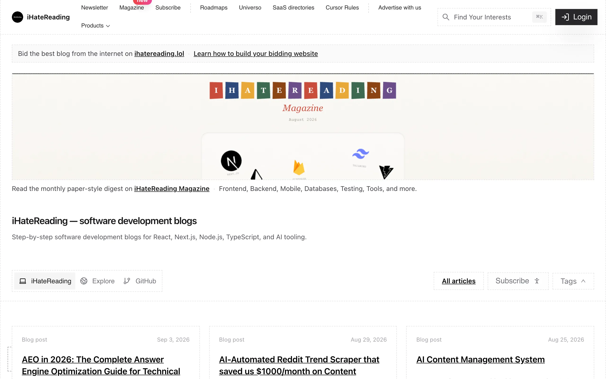 Screenshot of iHateReading - Breaking down the software development