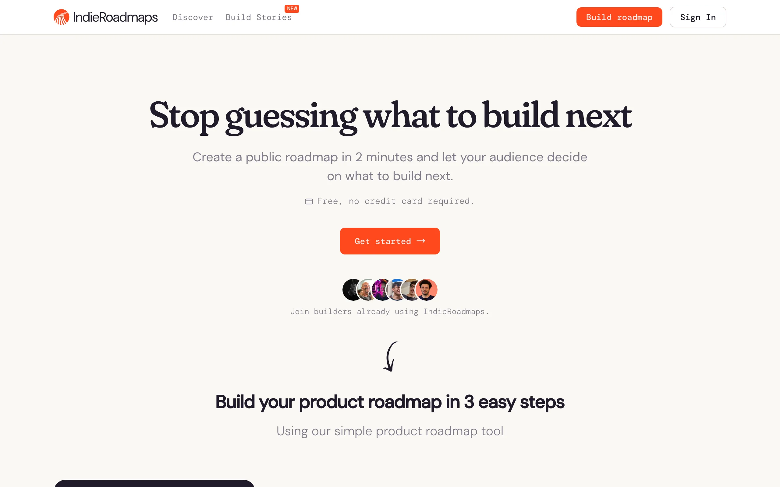 Screenshot of IndieRoadmaps — Product roadmaps tool for indie hackers