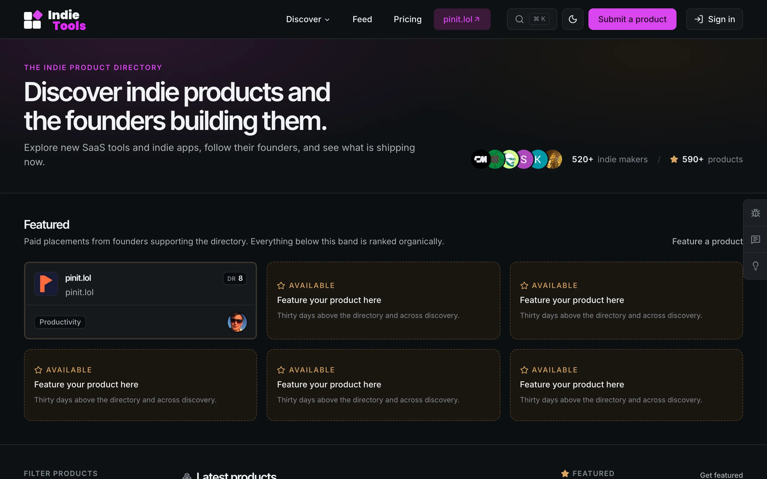 Screenshot of indietools