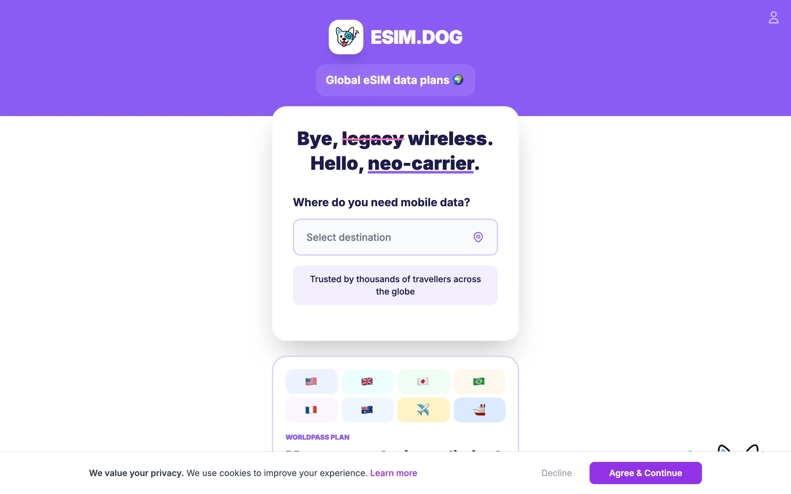 Screenshot of Instant eSIM for Travelers | 210+ Countries from $0.53