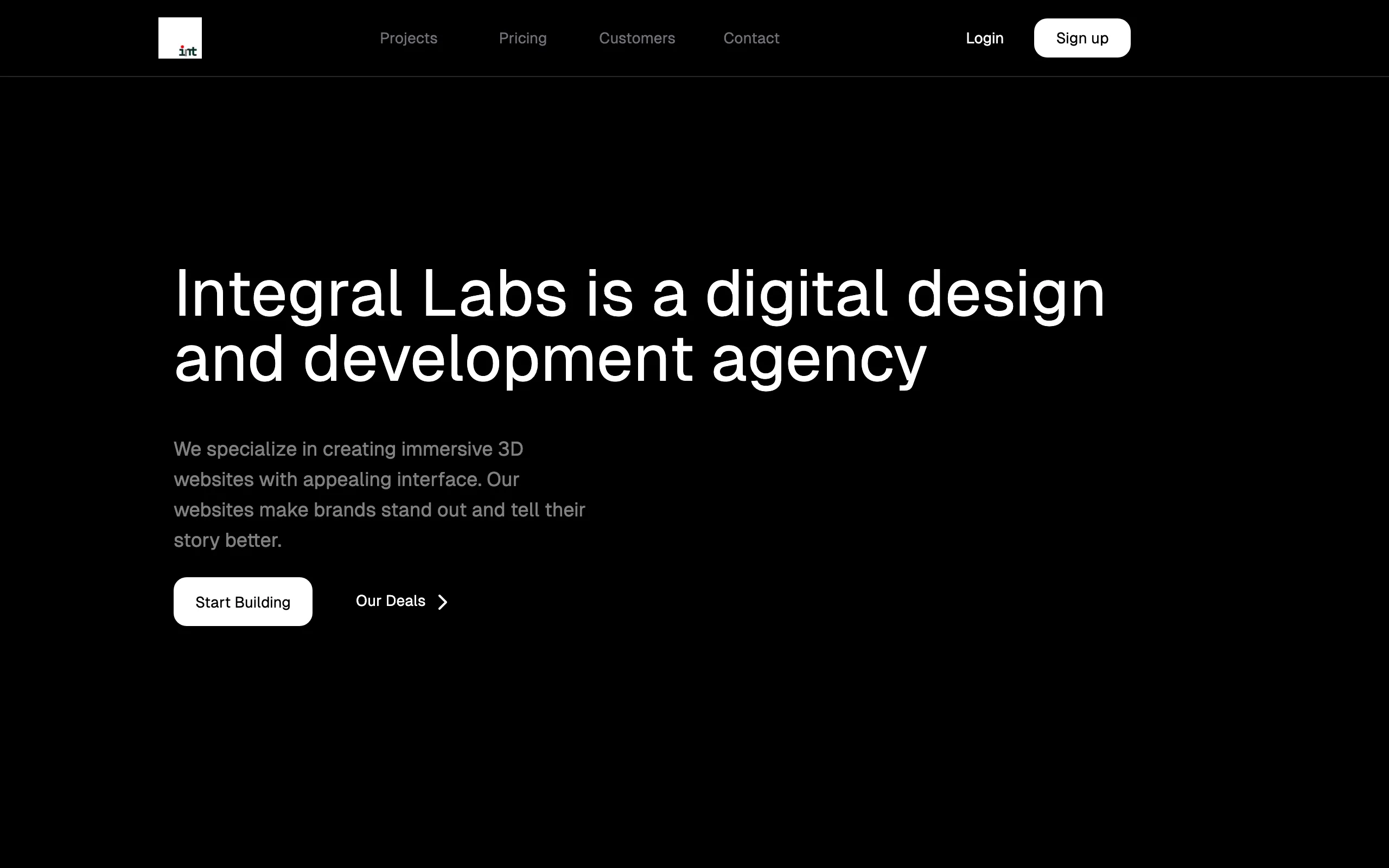 Screenshot of Integral Labs — Immersive 3D Web Design &amp; Development Agency