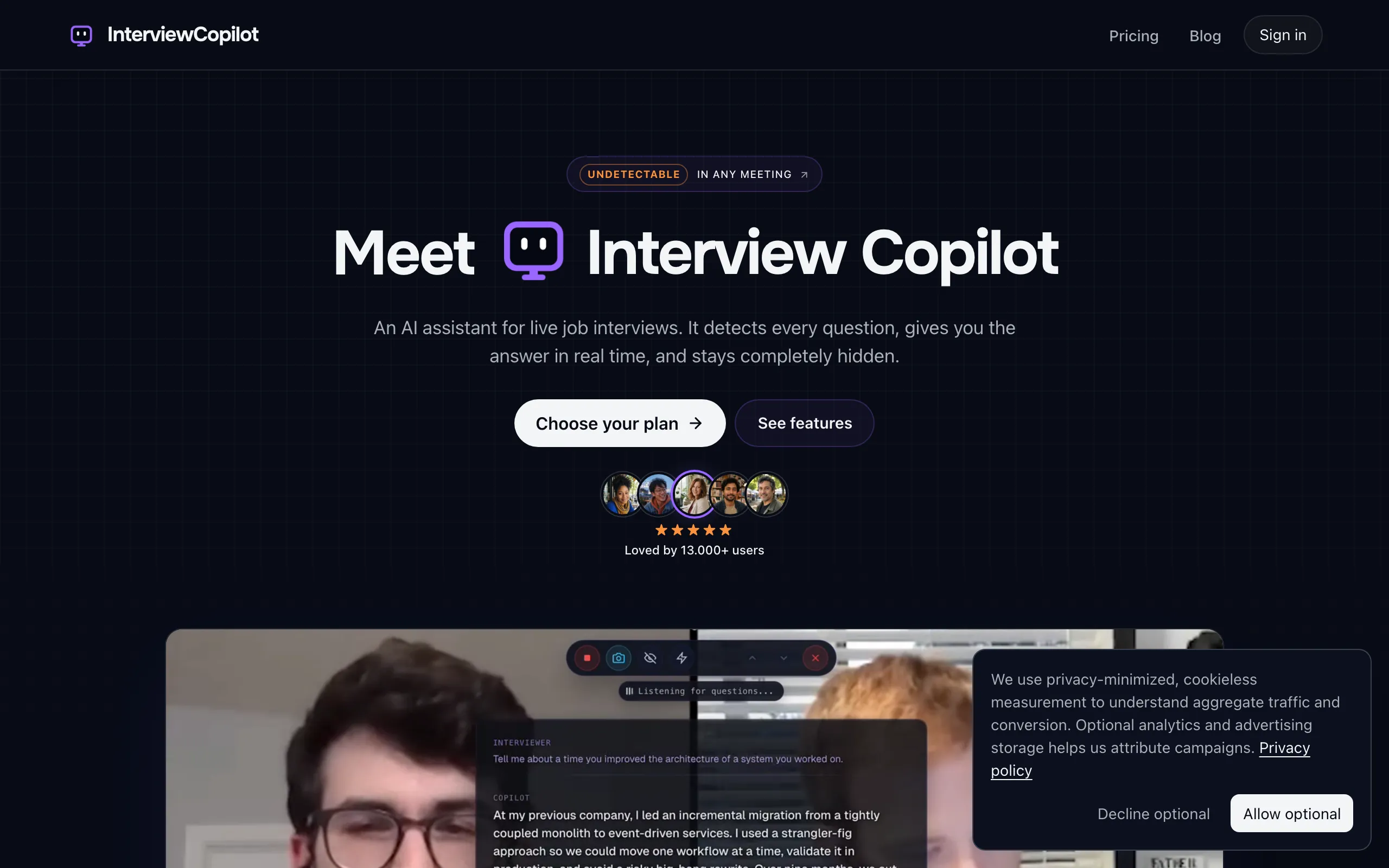 Screenshot of Interview Copilot AI: Live job interview assistant