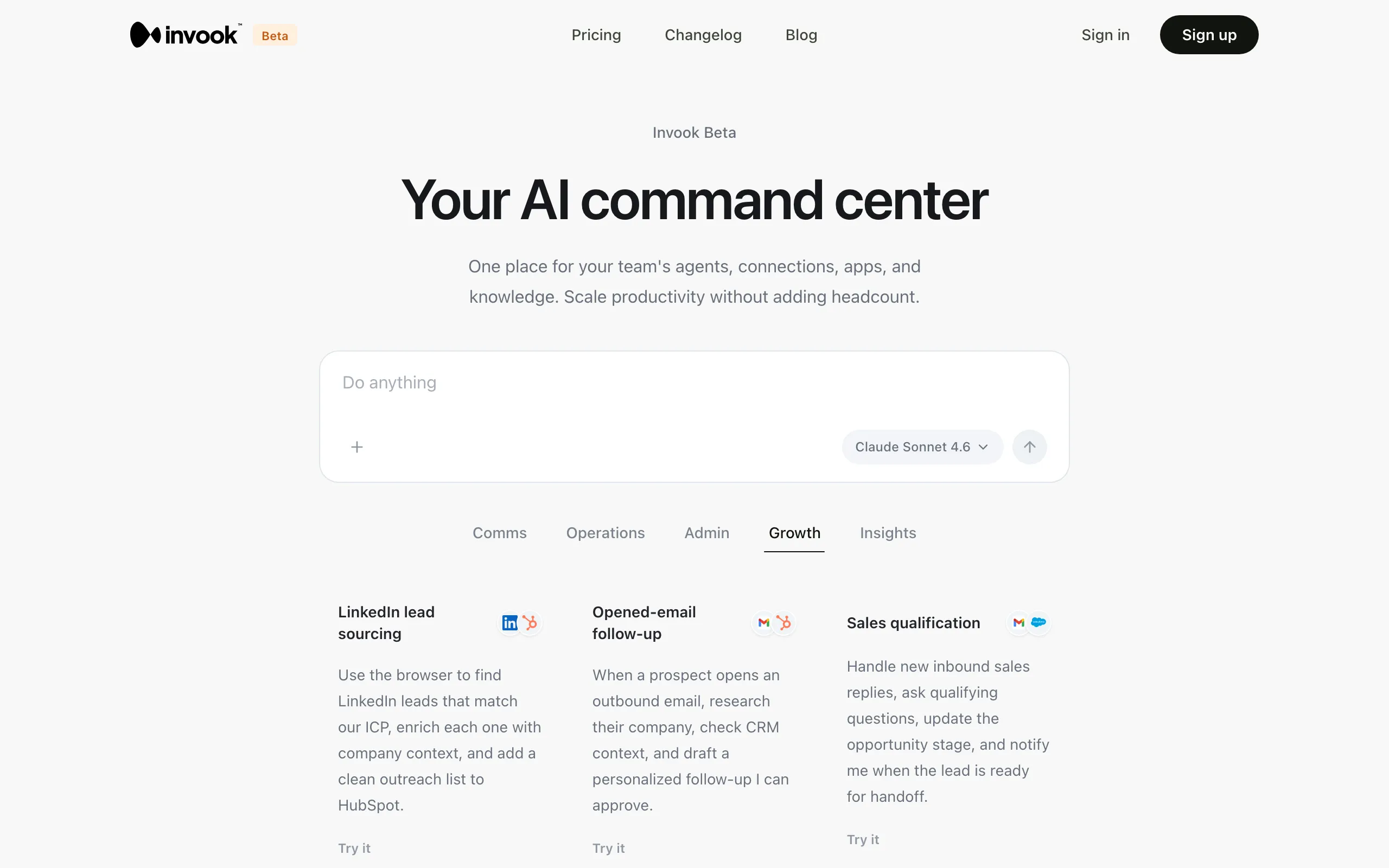 Screenshot of Invook | AI Agents for Workflows