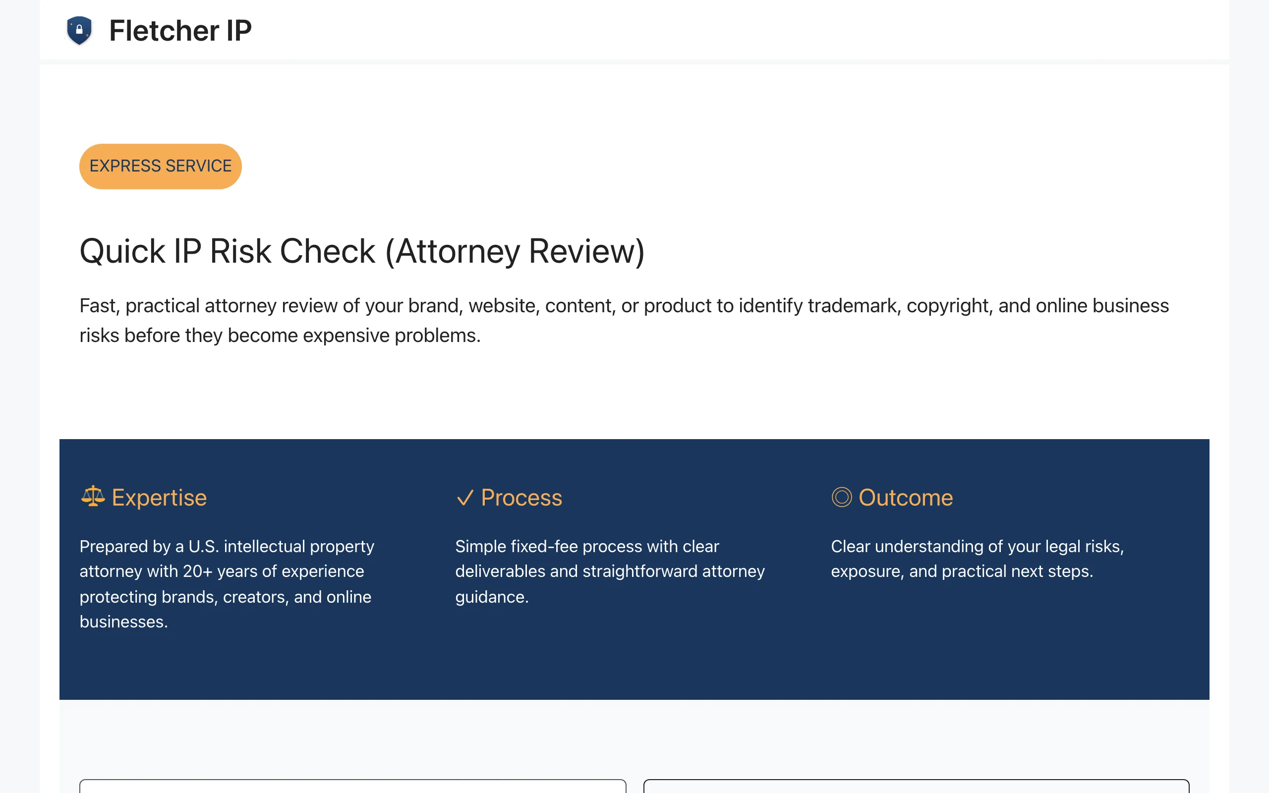 Screenshot of IP Risk Check - Fletcher IP