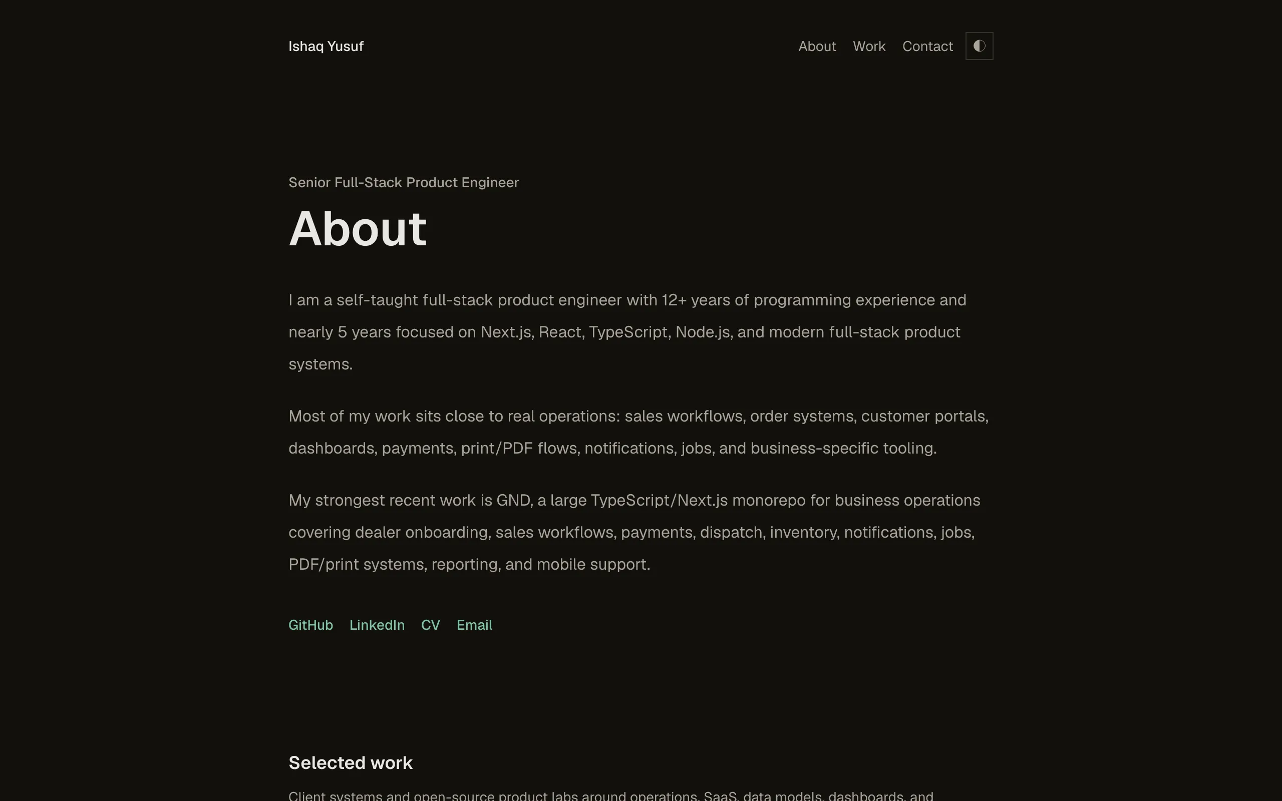 Screenshot of Ishaq Yusuf - Senior Full-Stack Product Engineer