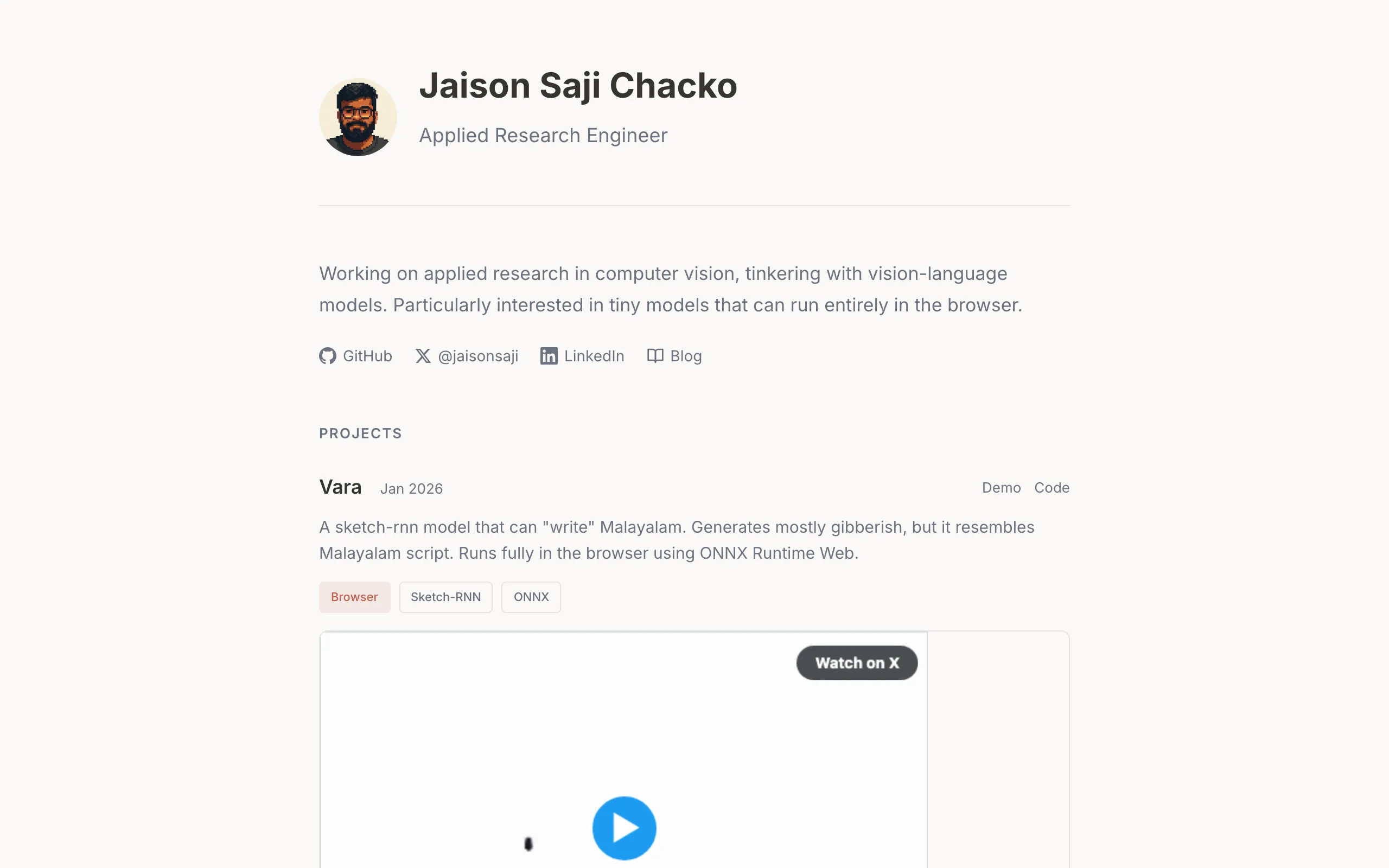 Screenshot of Jaison Saji Chacko