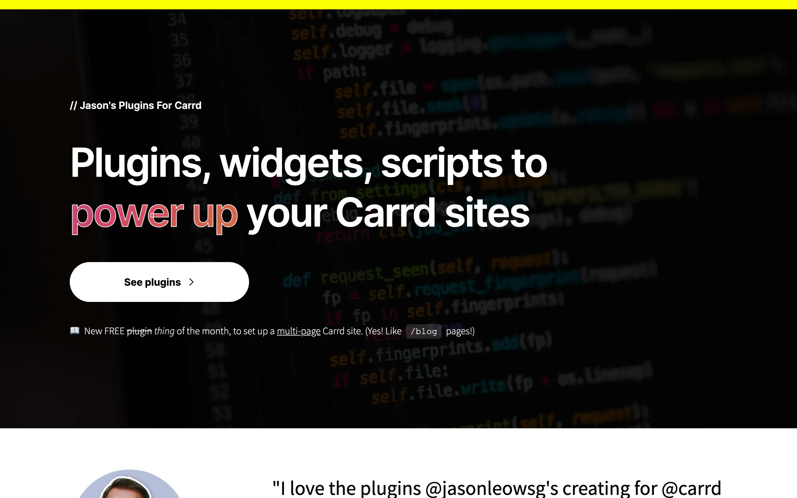 Screenshot of Jason's Plugins For Carrd
