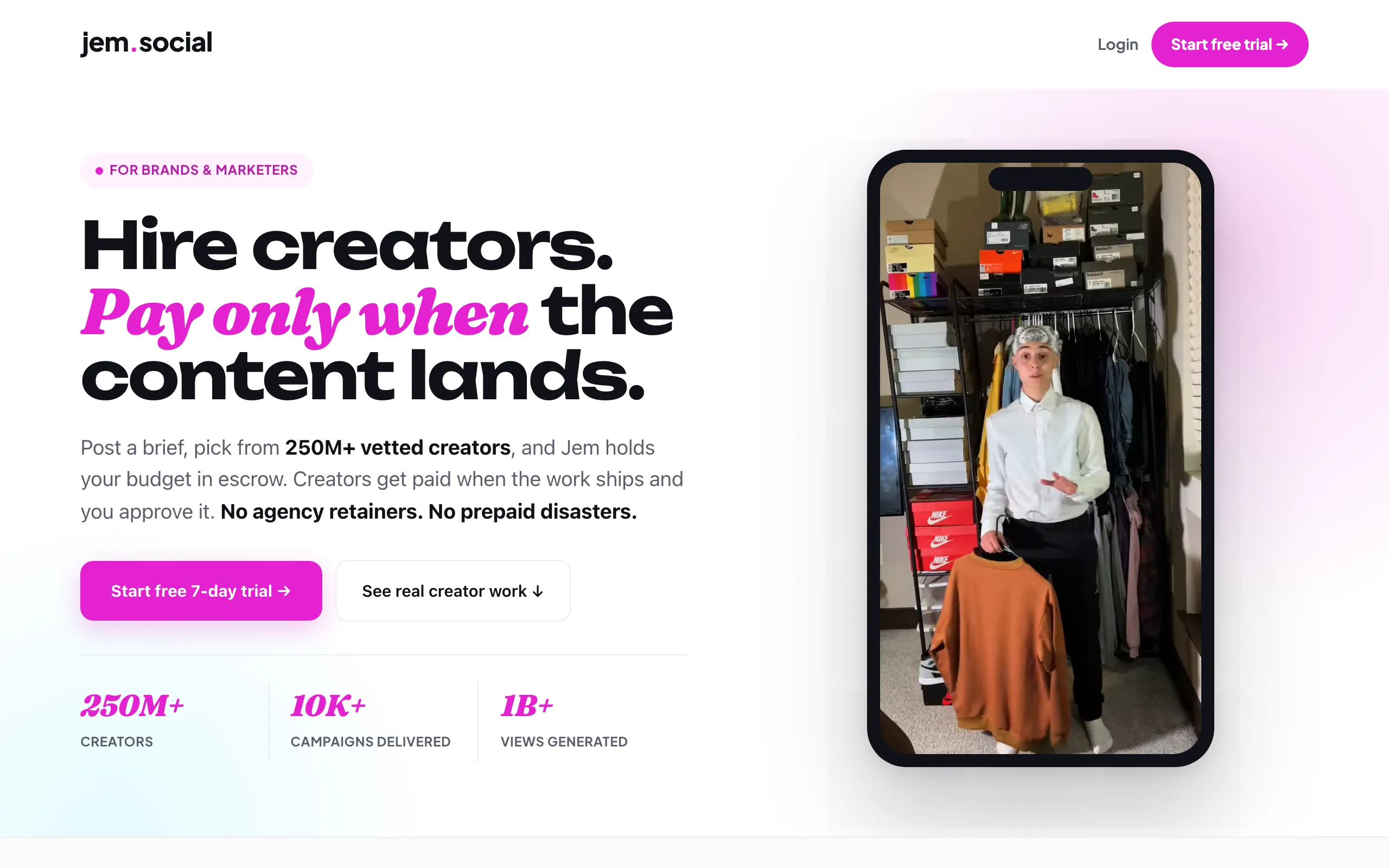 Screenshot of Jem Social | Influencer Marketing Platform &amp; Search Tool