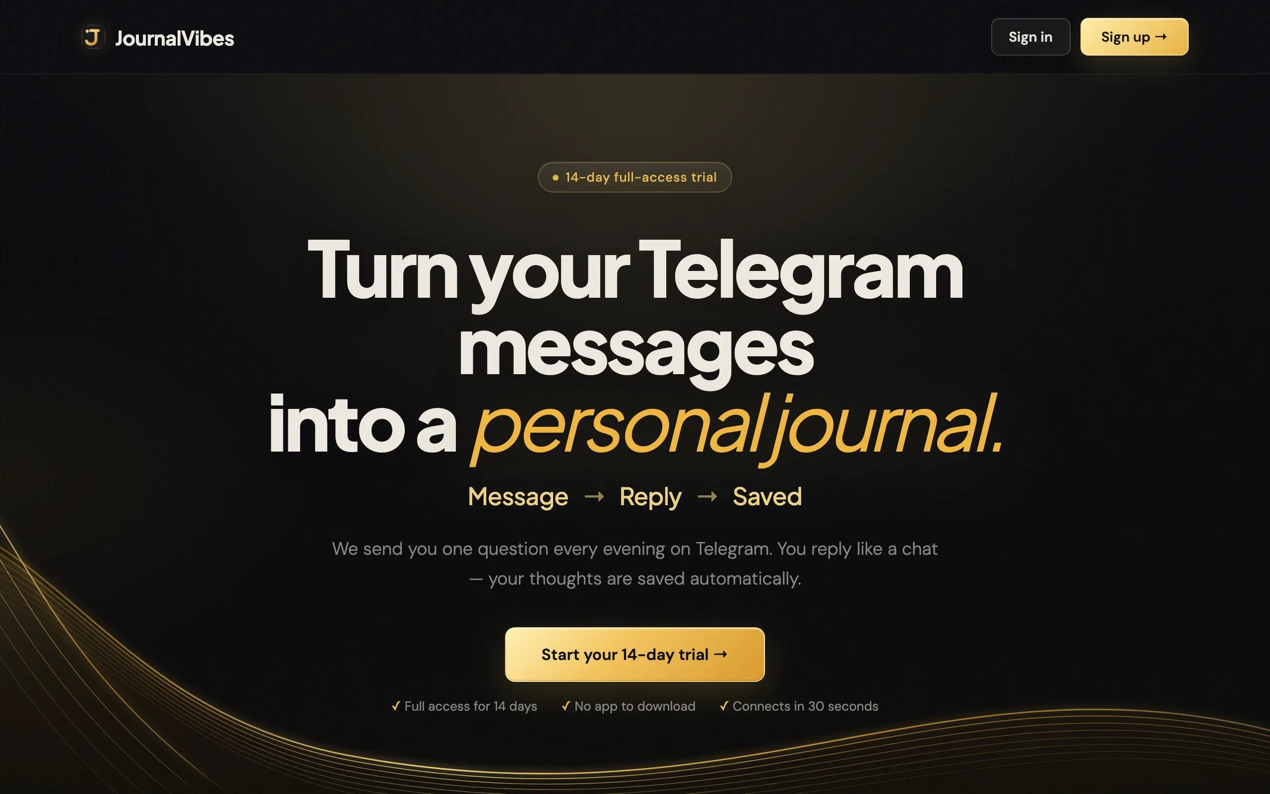 Screenshot of JournalVibes — Journal by Replying